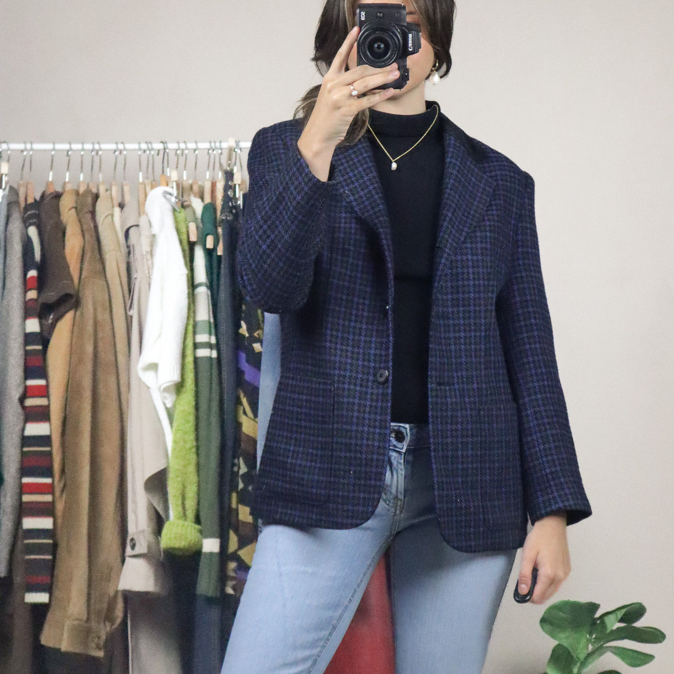 Vintage x Made in Canada x Wool Houndstooth Blazer (S)