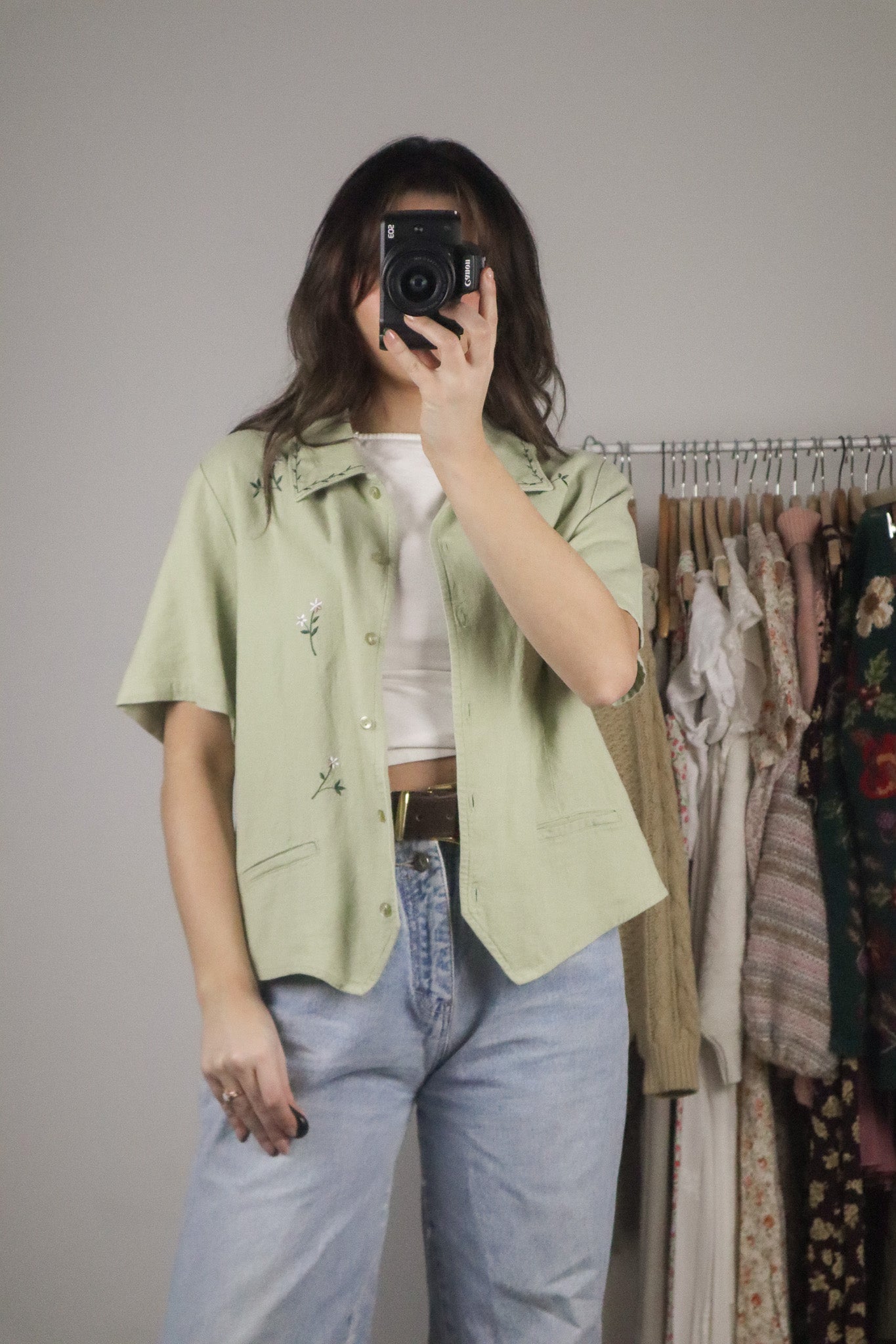 Vintage x Embroidered Linen Blend Top (M)