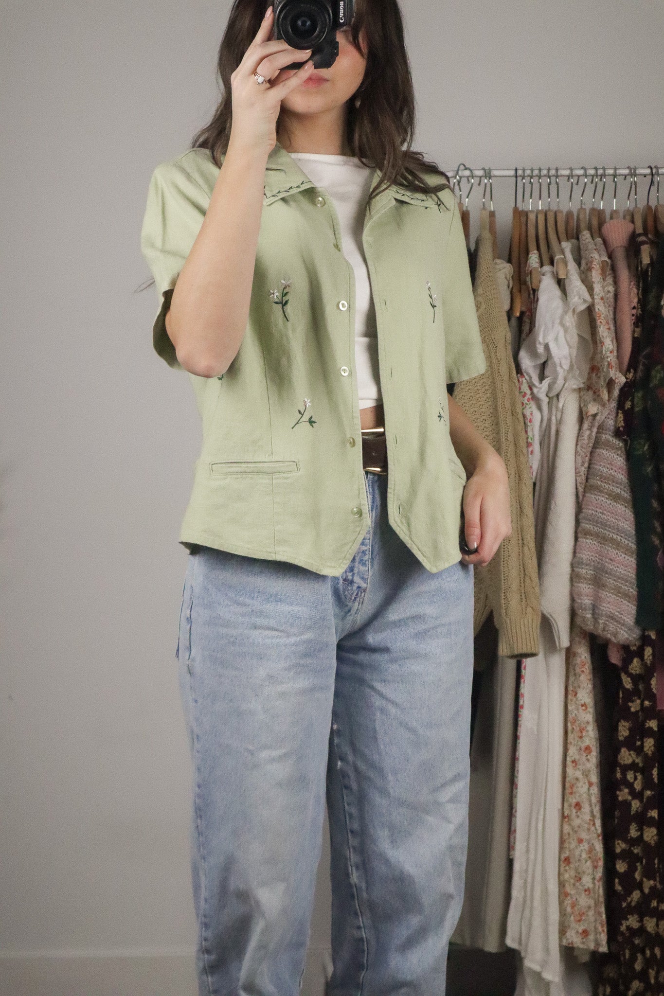Vintage x Embroidered Linen Blend Top (M)