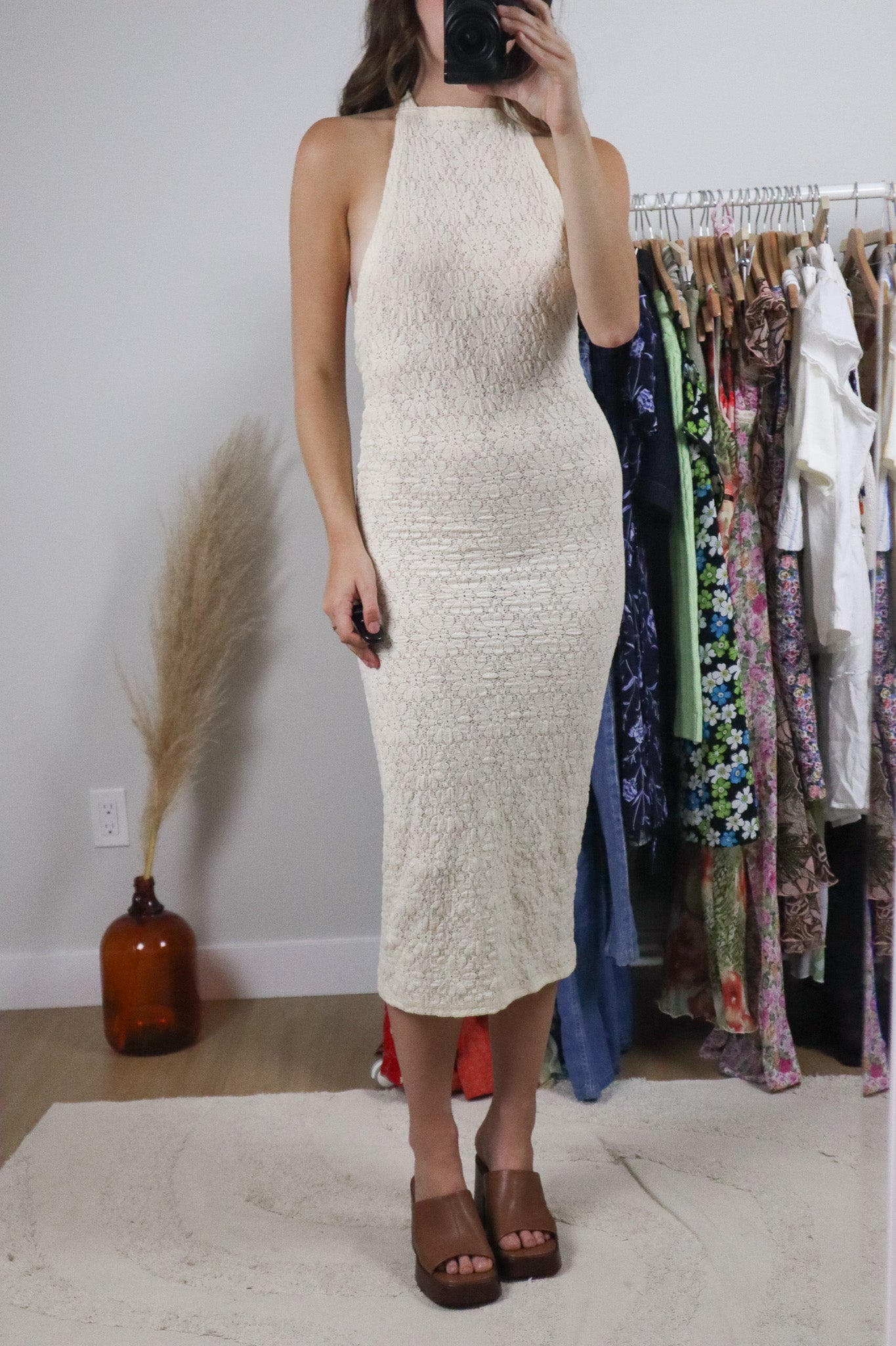 NWT x Modern x Lace Halter Low Back Maxi Dress (XS)
