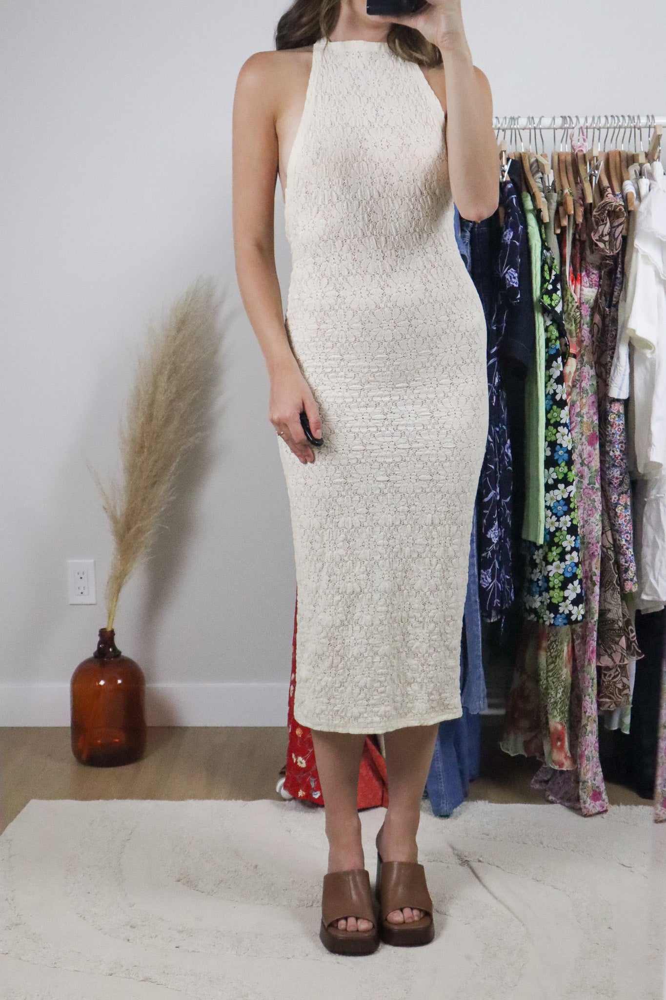 NWT x Modern x Lace Halter Low Back Maxi Dress (XS)