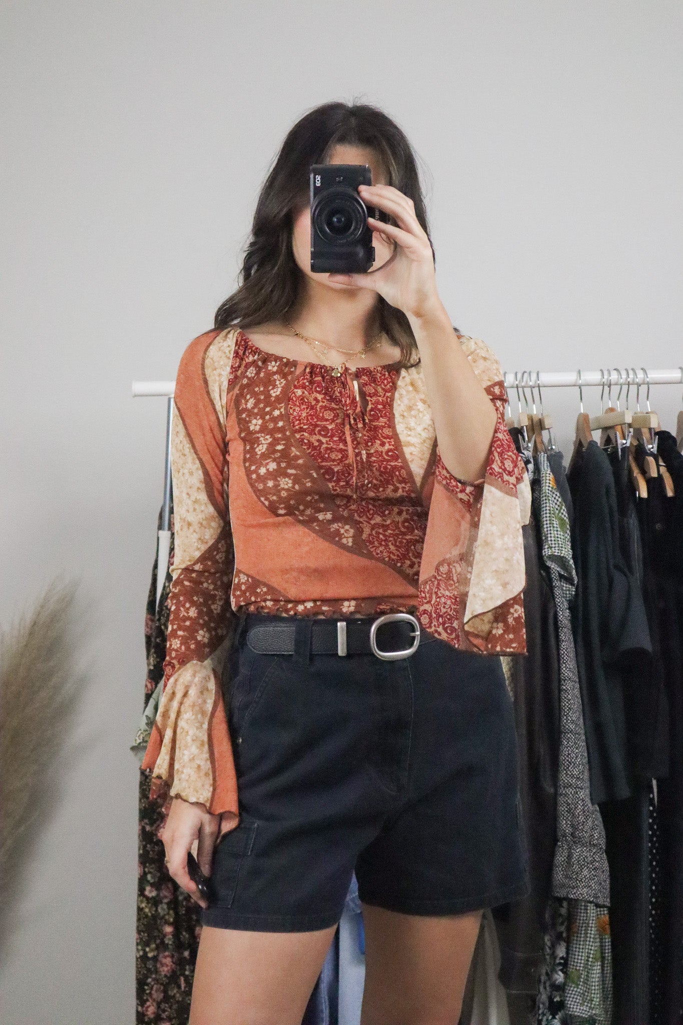Made in USA x Vintage x Mesh Patchwork Top (S)