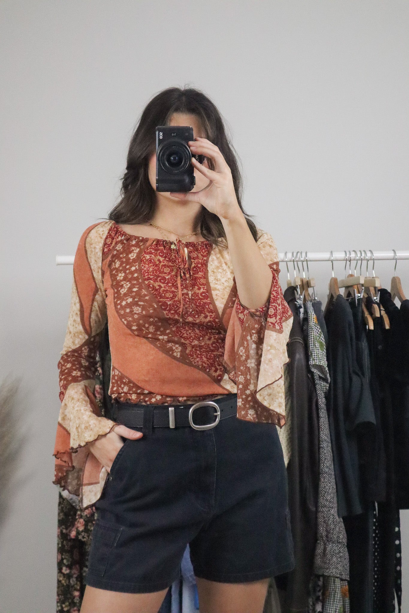 Made in USA x Vintage x Mesh Patchwork Top (S)