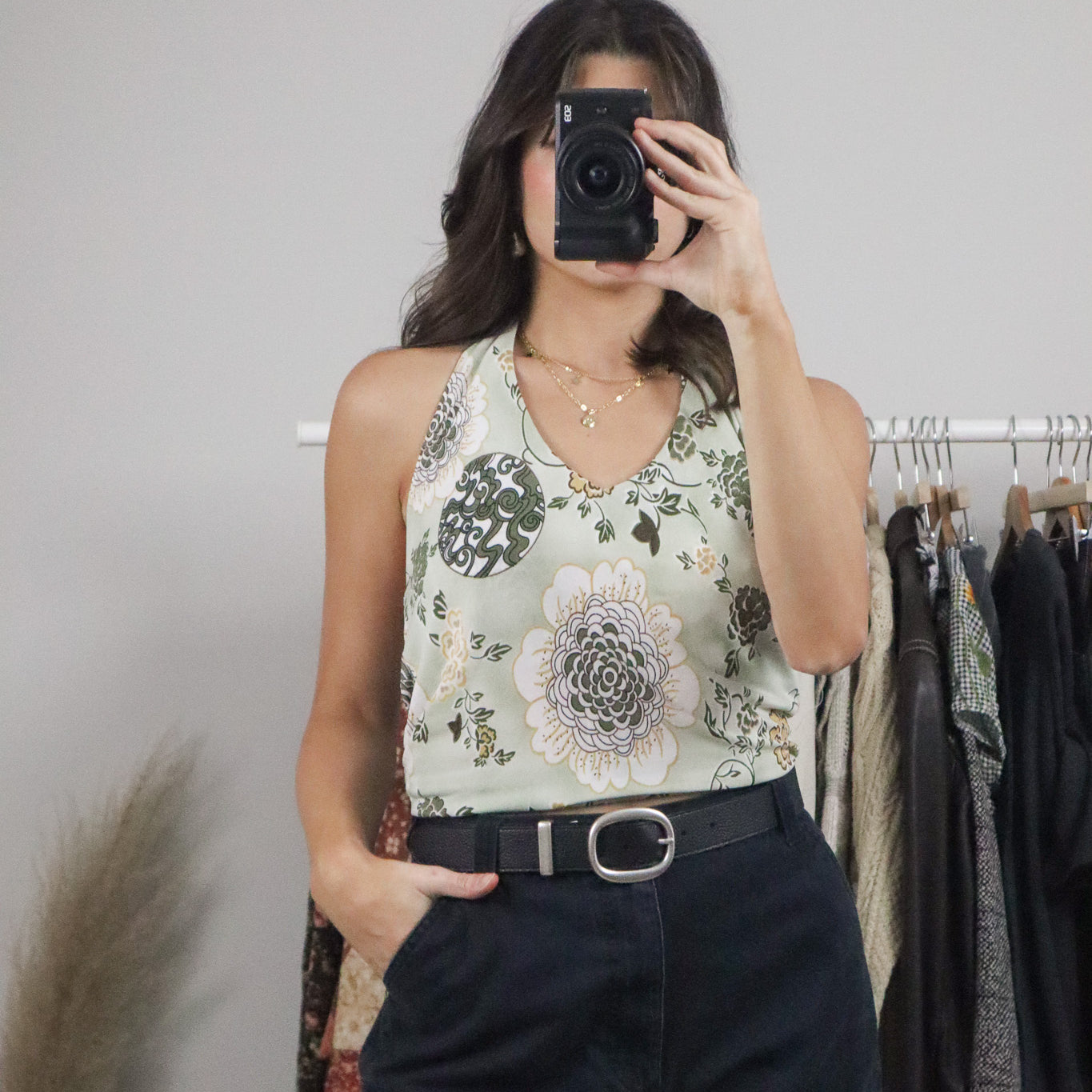 Vintage x Patterned Halter Top (S/M)