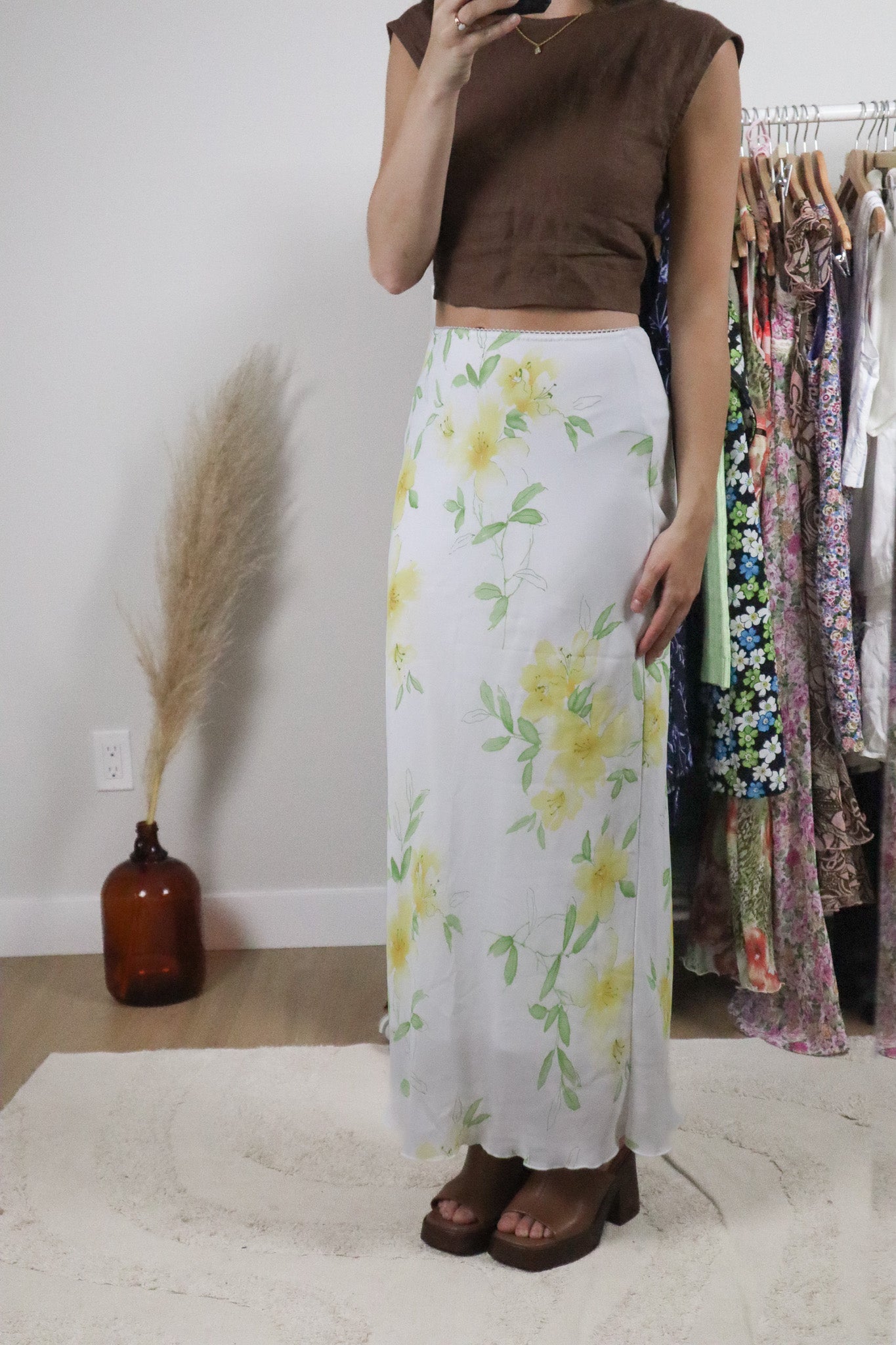 Made in Canada x Vintage x Floral Maxi Skirt (S)