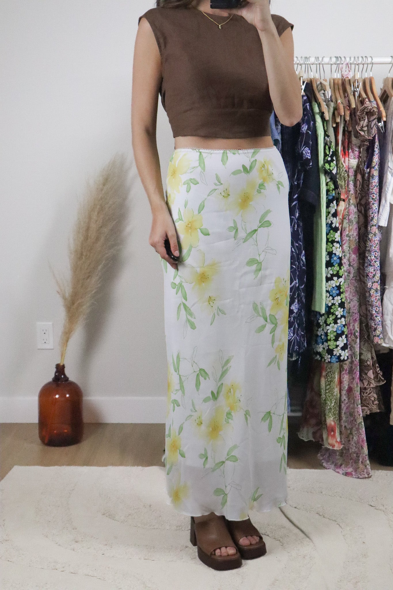 Made in Canada x Vintage x Floral Maxi Skirt (S)