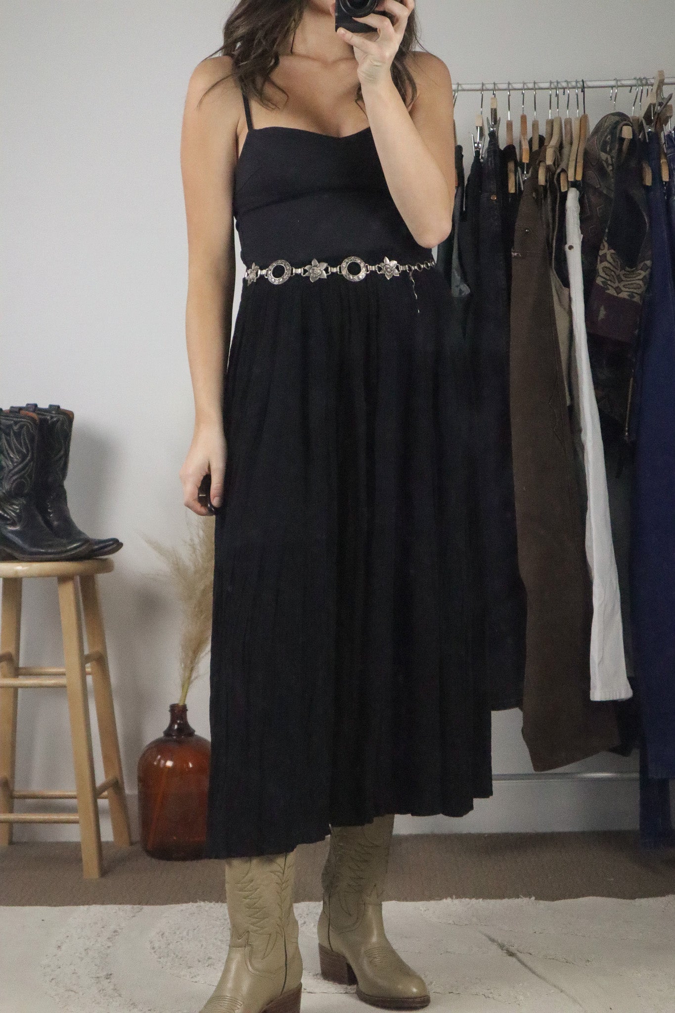Made in Canada x Vintage x Crinkle Maxi Skirt (L)