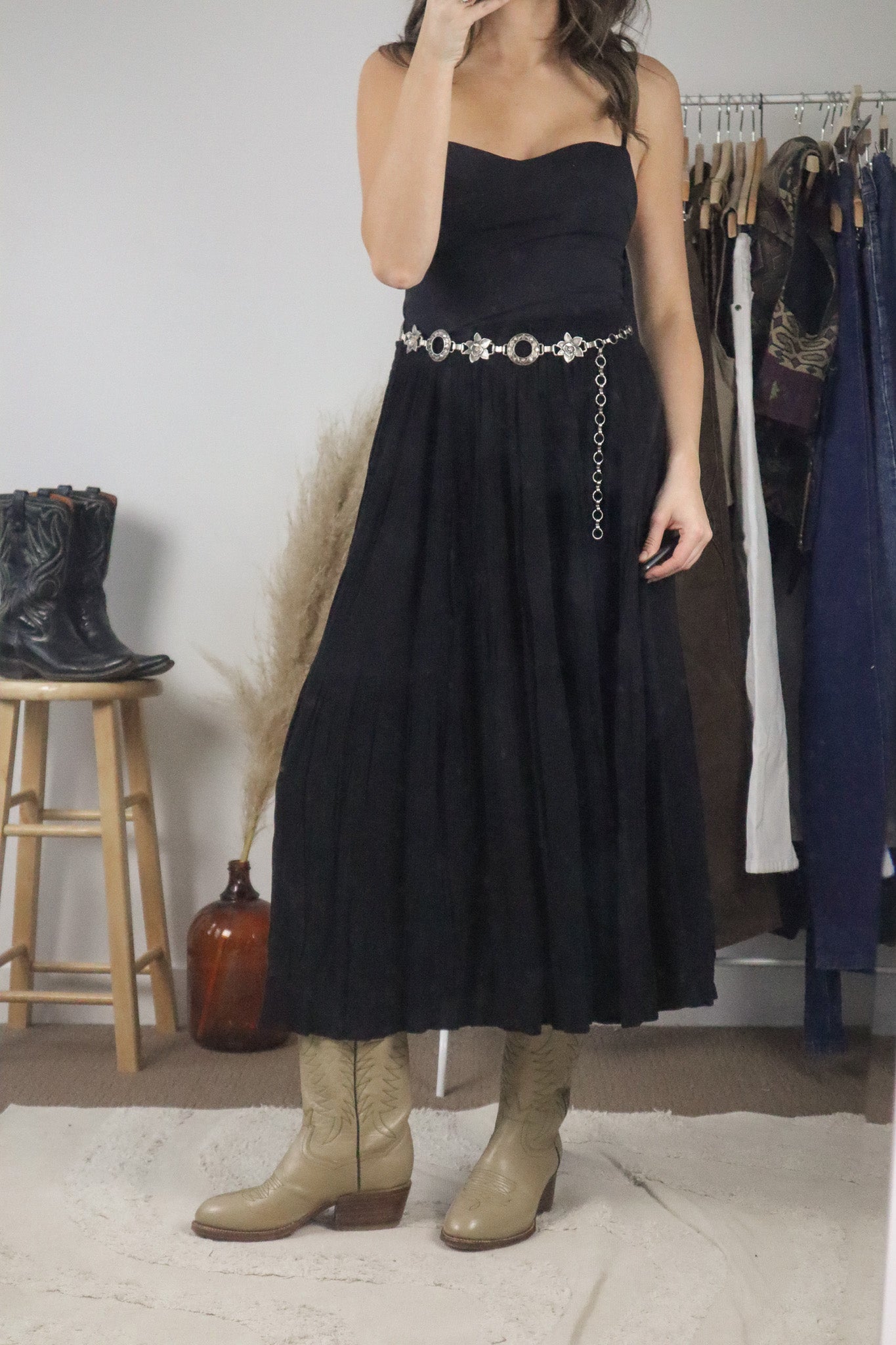 Made in Canada x Vintage x Crinkle Maxi Skirt (L)