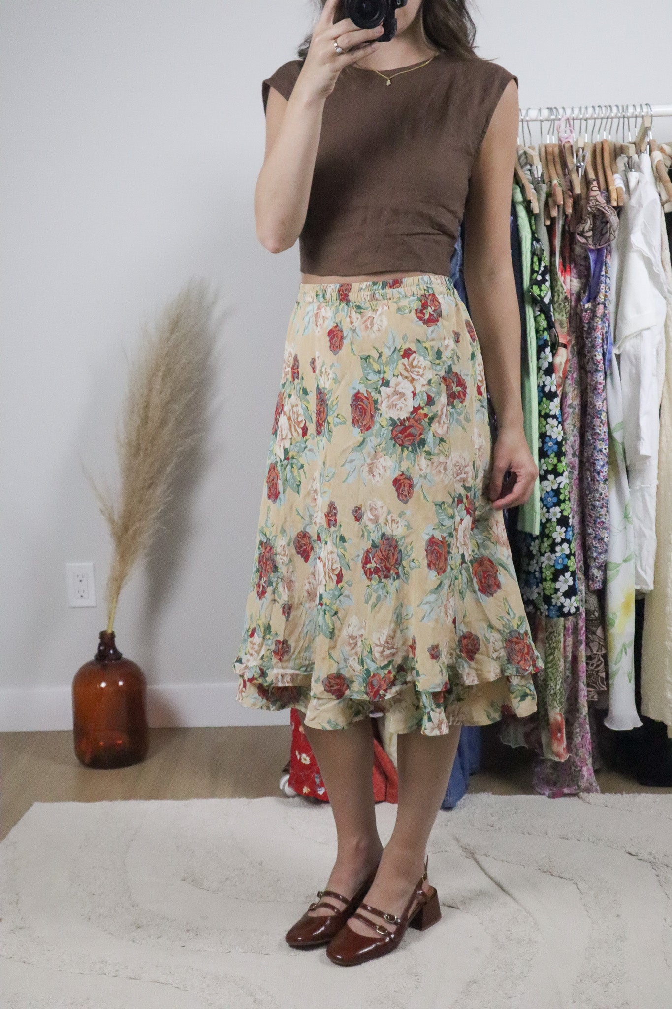 Vintage x April Cornell Floral Midi Skirt (6/8)