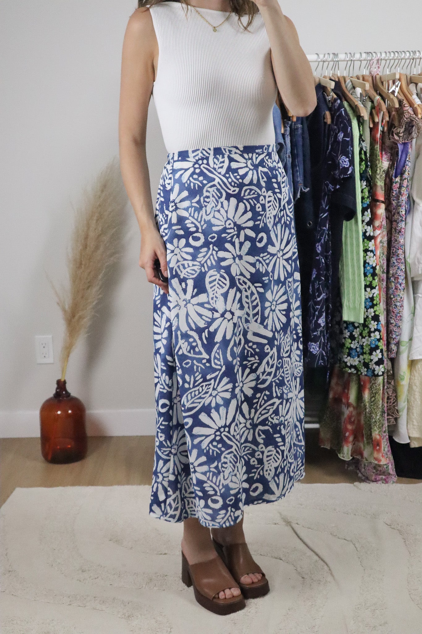 Made in Canada x Vintage x Patterned Maxi Skirt (S)