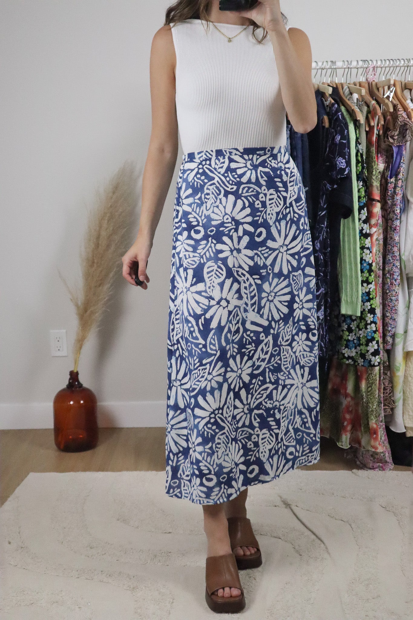 Made in Canada x Vintage x Patterned Maxi Skirt (S)