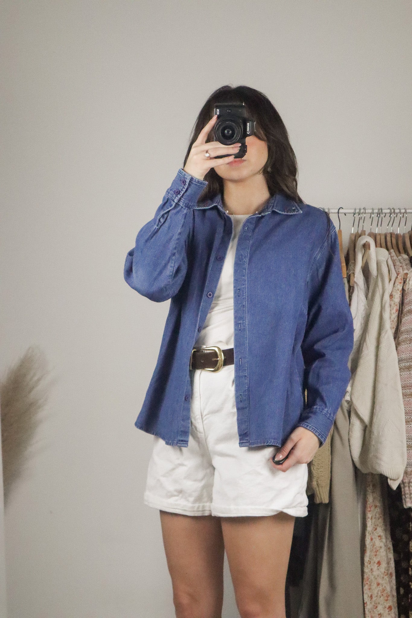 Vintage x Denim Embroidered Button Up (S/M)