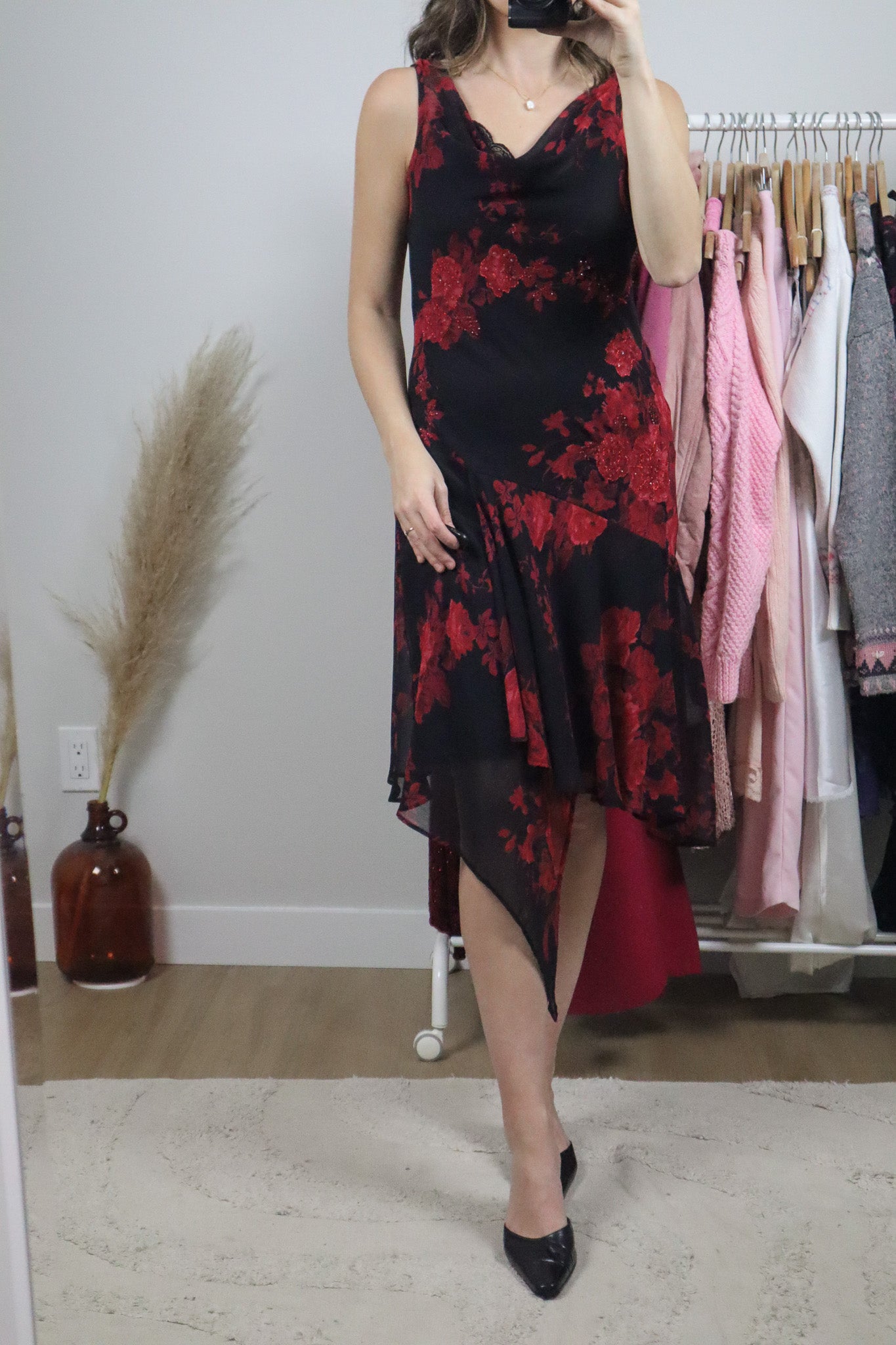 Vintage x Beaded Midi Floral Dress (S)