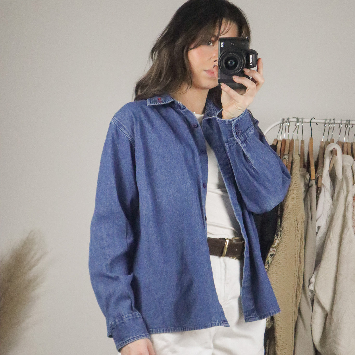 Vintage x Denim Embroidered Button Up (S/M)