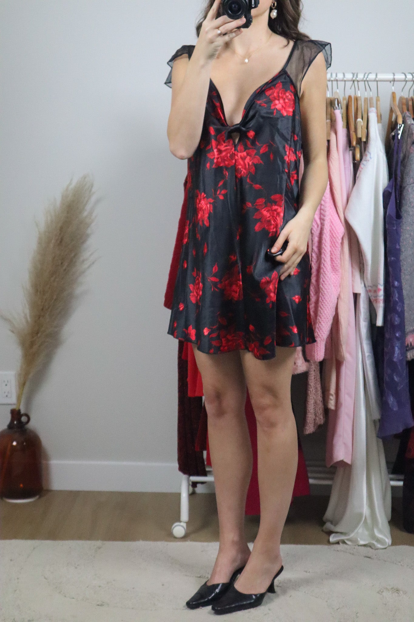 Made in Canada x Floral Satin Slip Dress (L/XL)