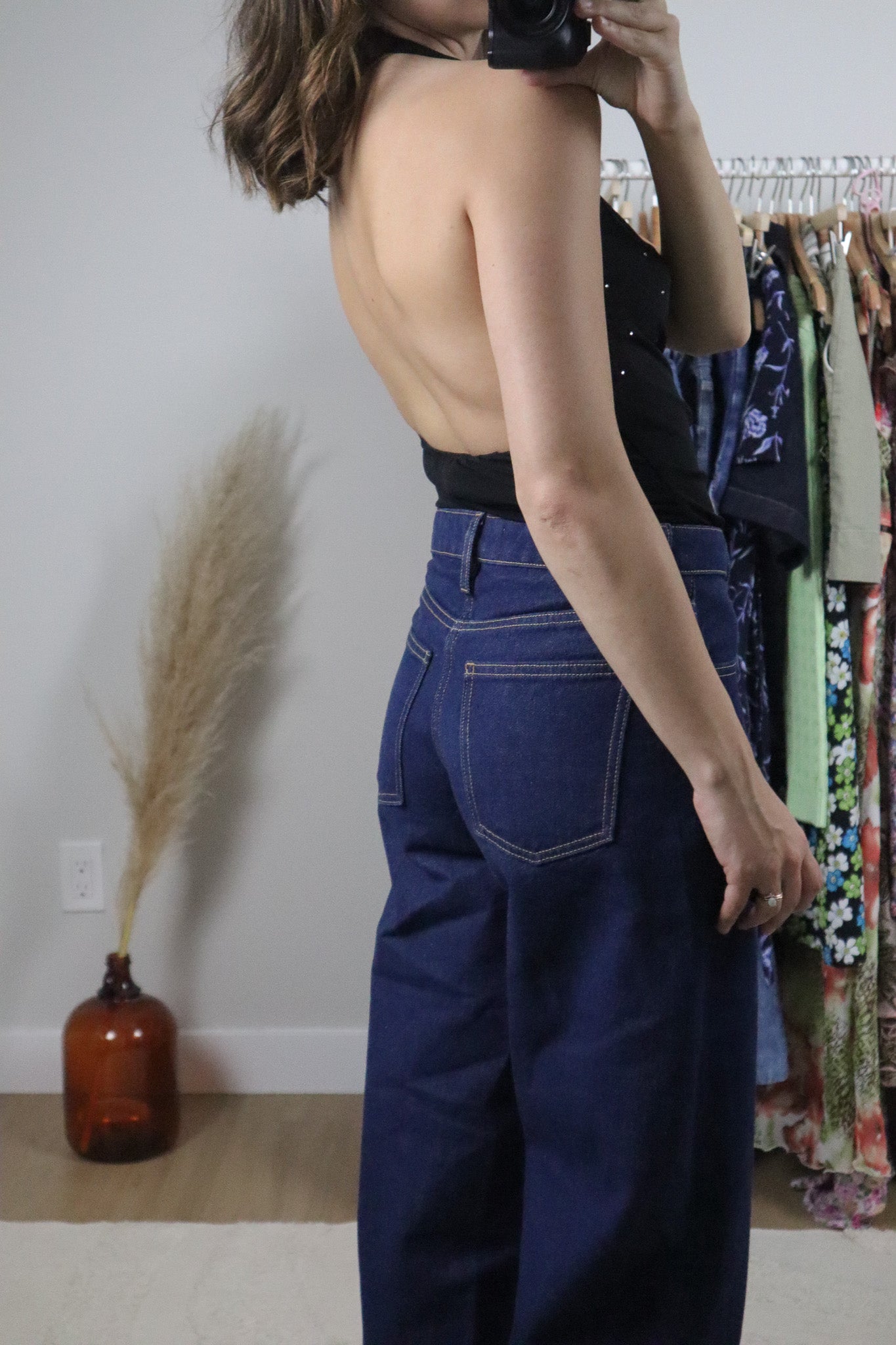 Made in Canada x Vintage x Rhinestone Halter Cowl Neck Tank (S)