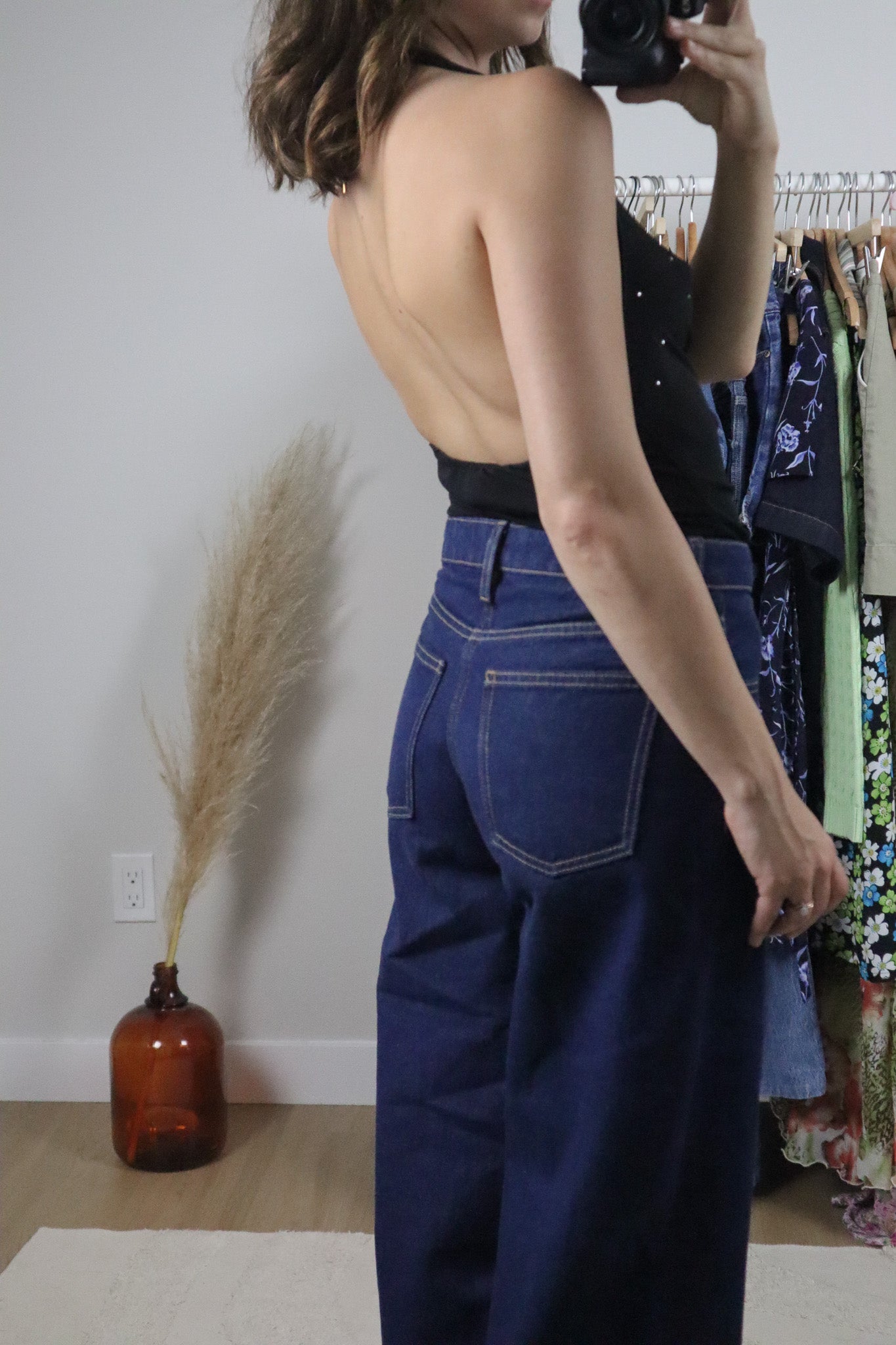 Made in Canada x Vintage x Rhinestone Halter Cowl Neck Tank (S)