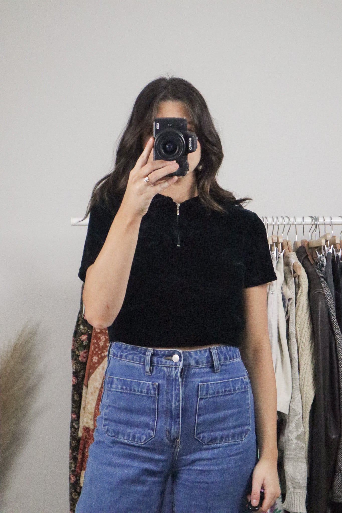 Made in USA x Vintage x Velvet Quater Zip Short-Sleeve (M)