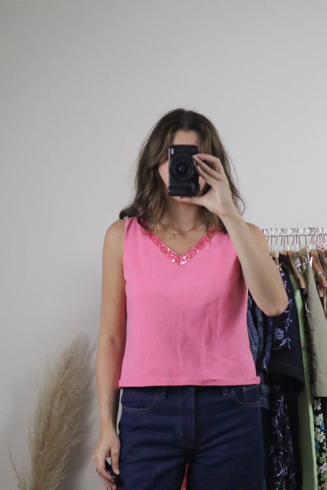 Vintage x Sequin V-Neck Knit Tank (S/M)