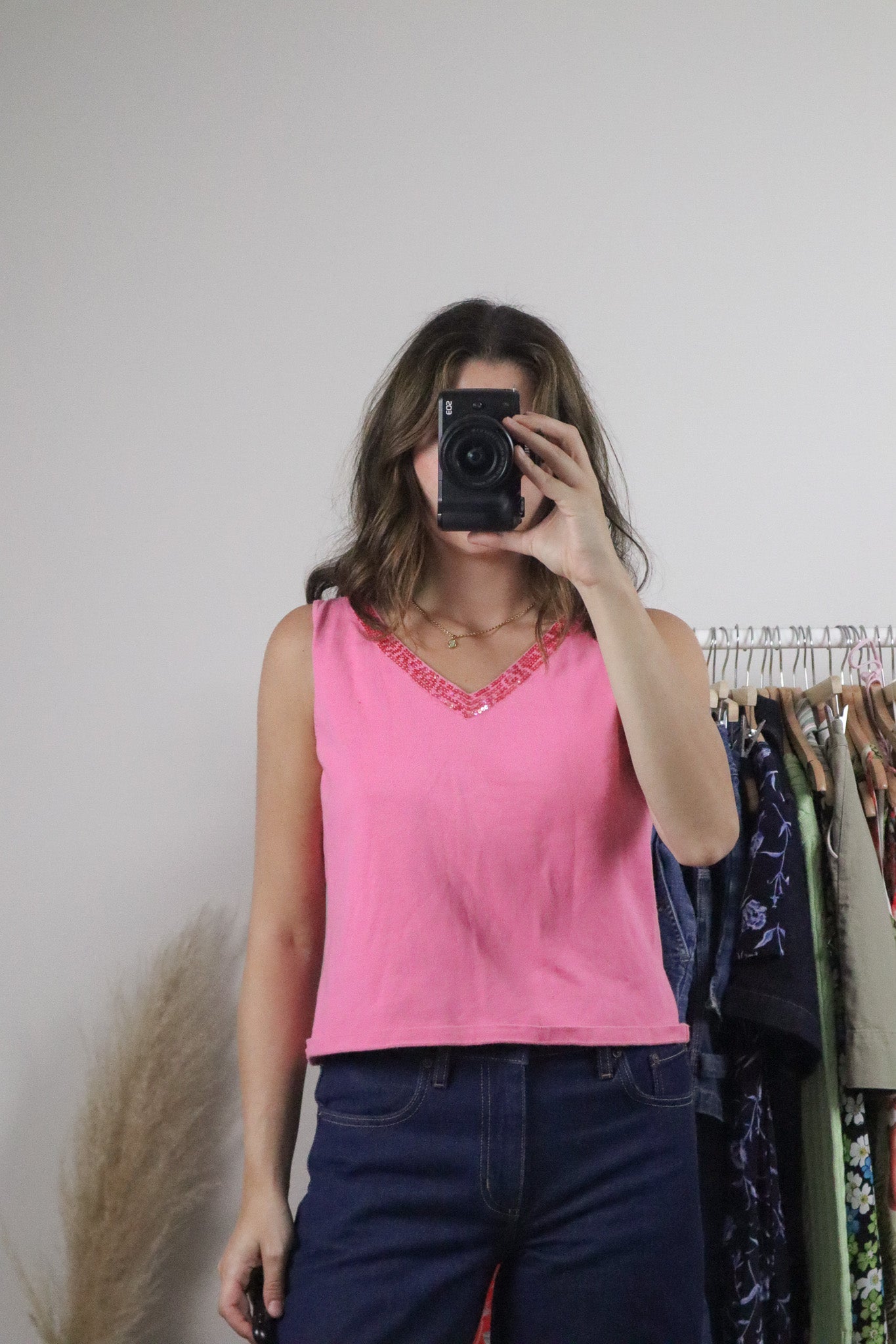 Vintage x Sequin V-Neck Knit Tank (S/M)