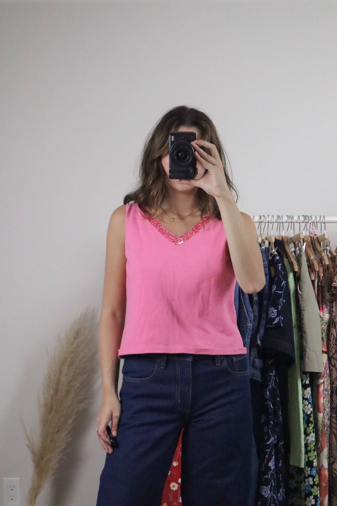 Vintage x Sequin V-Neck Knit Tank (S/M)