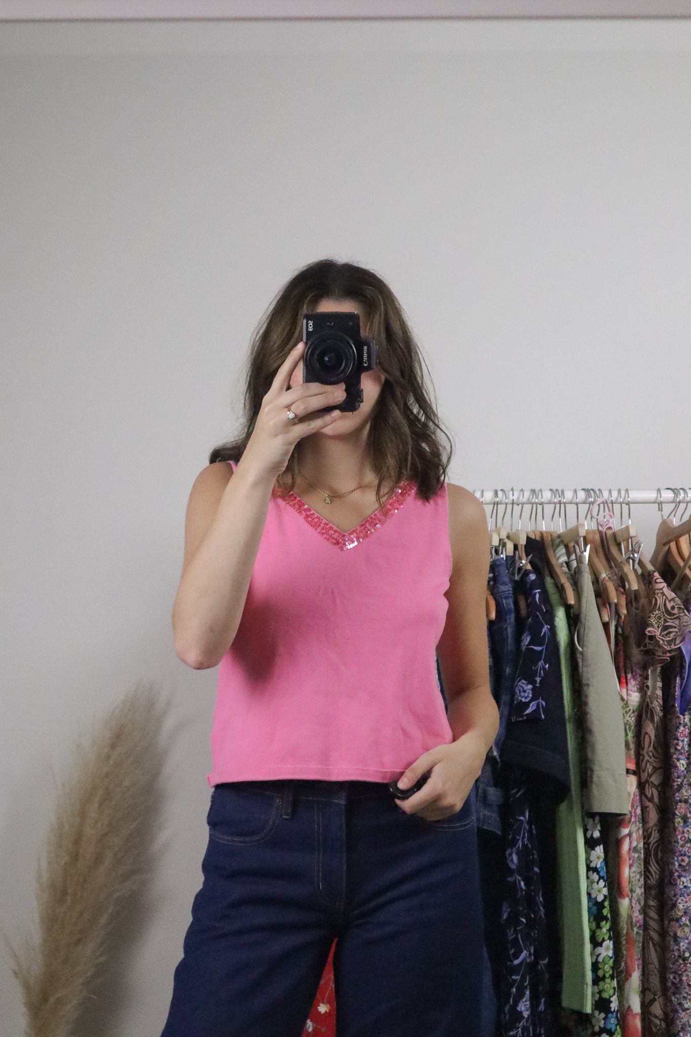 Vintage x Sequin V-Neck Knit Tank (S/M)