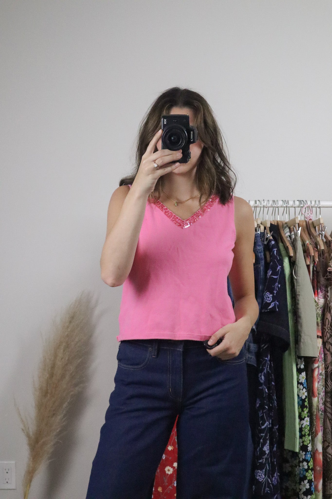 Vintage x Sequin V-Neck Knit Tank (S/M)