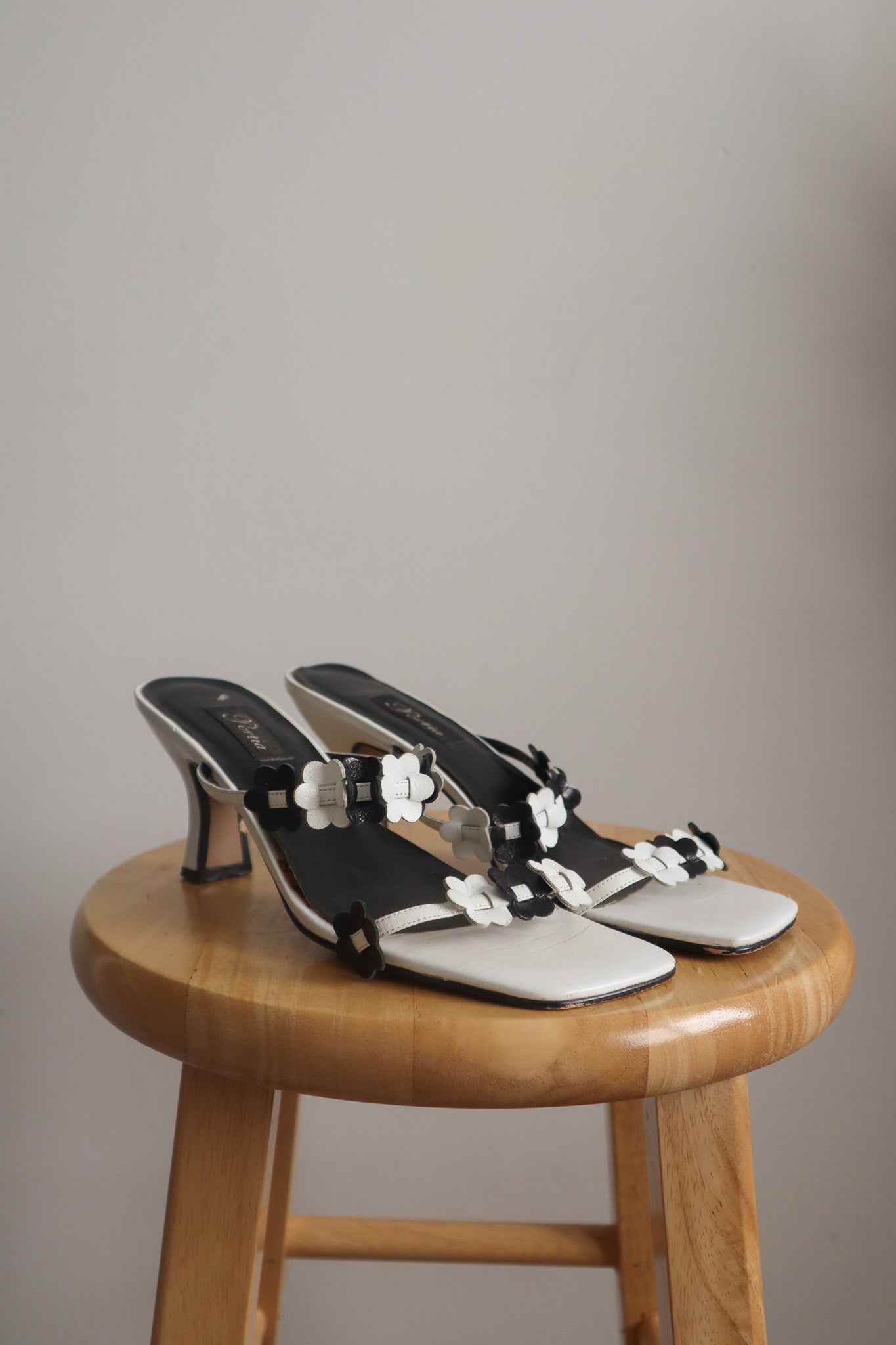 Vintage x Leather Flower Heels (7.5)