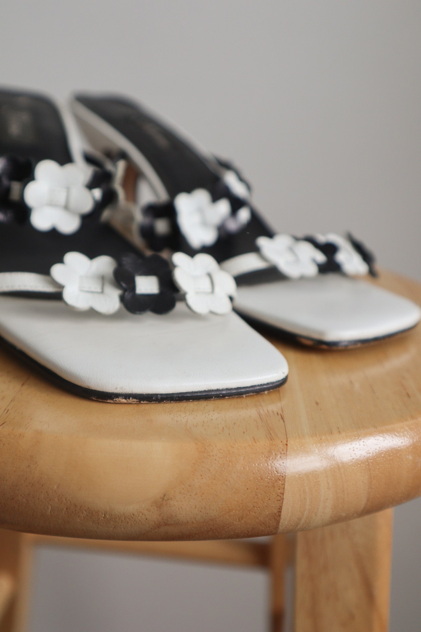 Vintage x Leather Flower Heels (7.5)