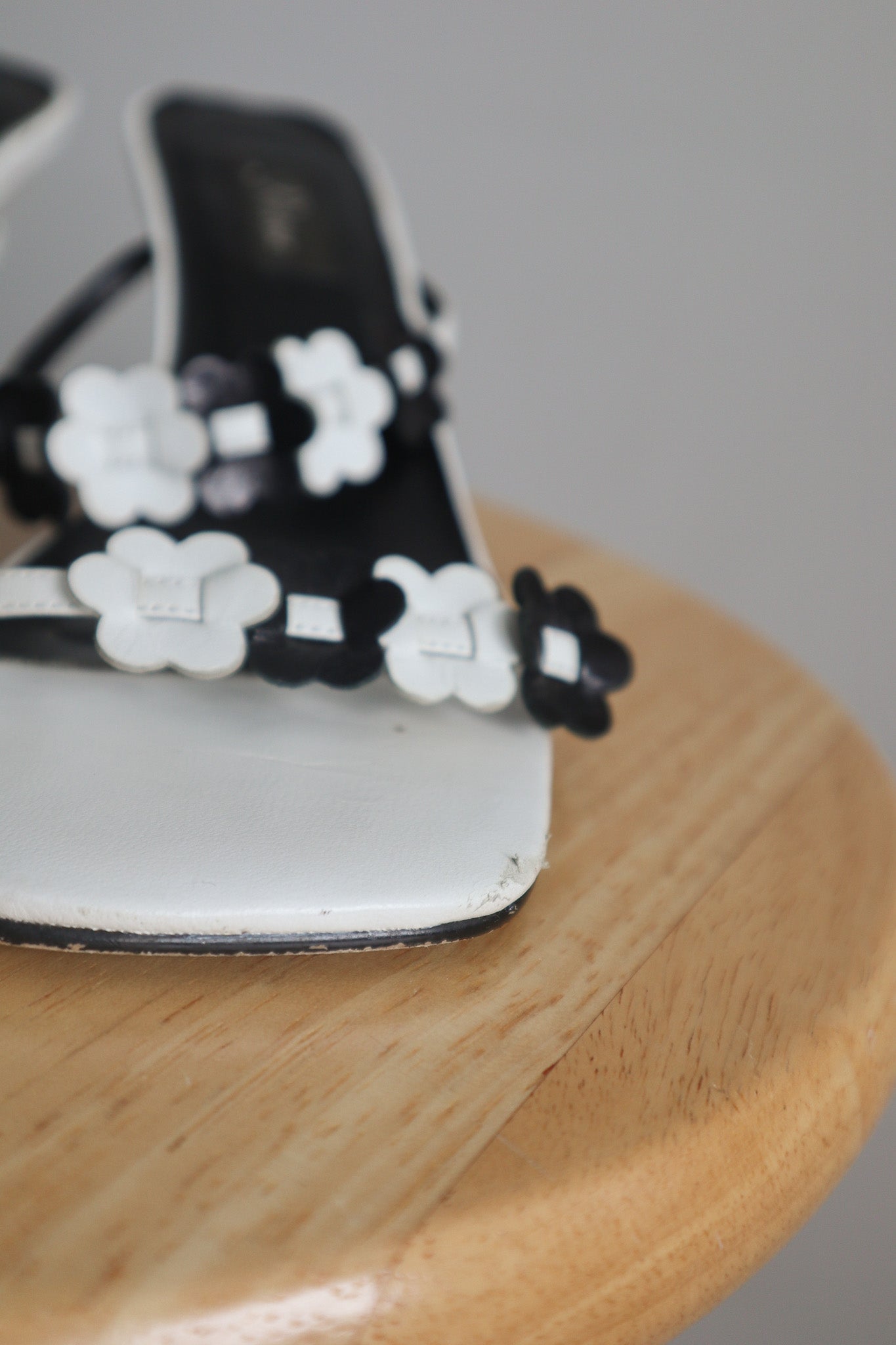 Vintage x Leather Flower Heels (7.5)