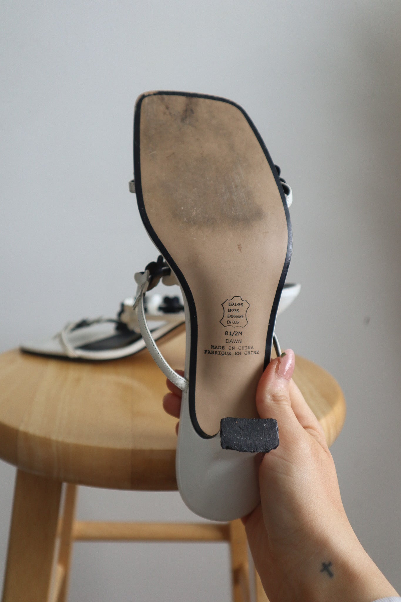 Vintage x Leather Flower Heels (7.5)