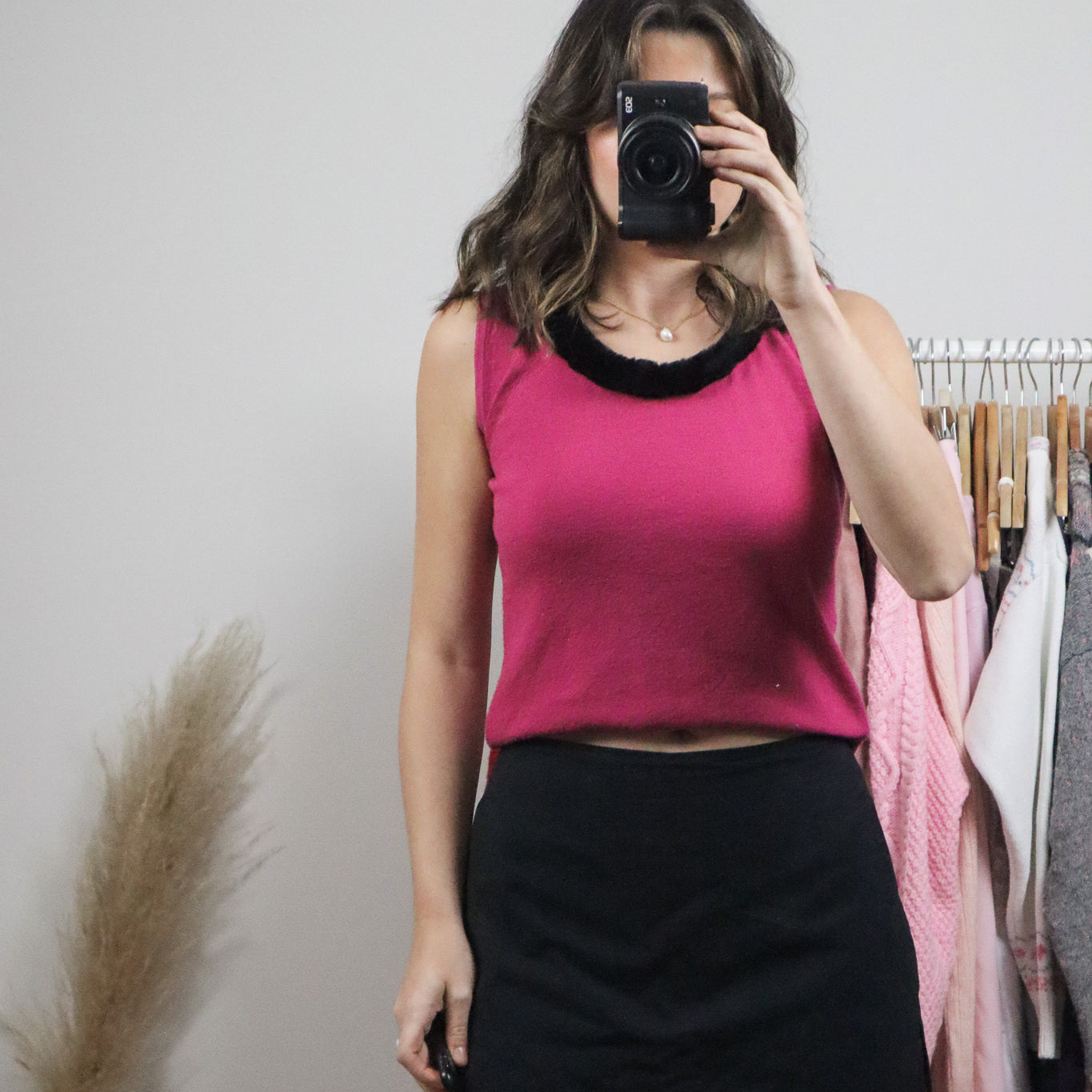 Vintage x Faux Fur Trim Tank (S)