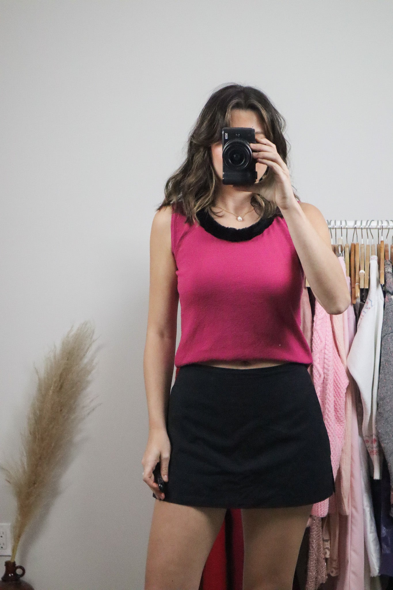 Vintage x Faux Fur Trim Tank (S)