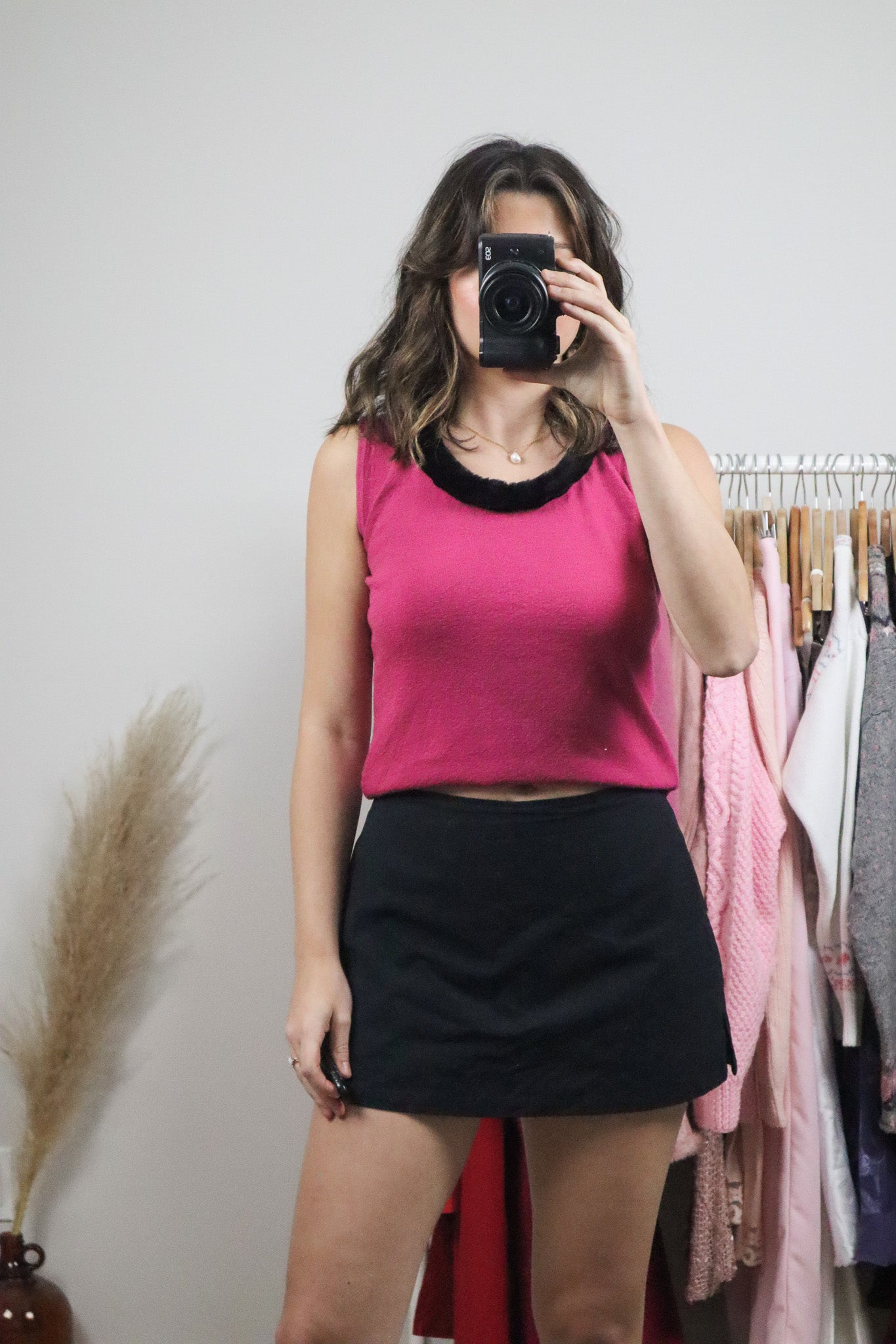 Vintage x Faux Fur Trim Tank (S)