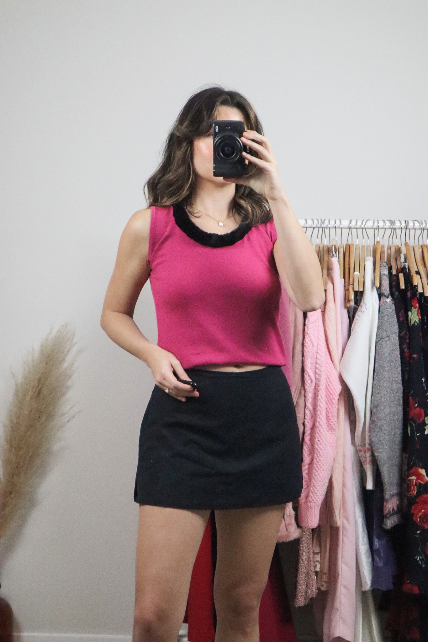 Vintage x Faux Fur Trim Tank (S)