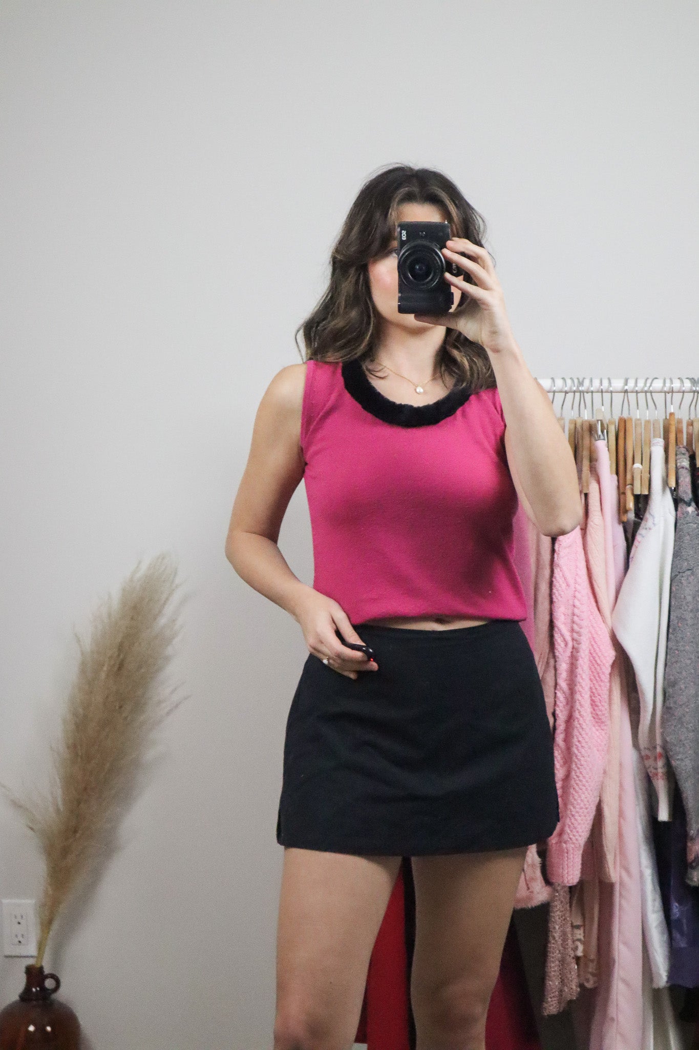 Vintage x Faux Fur Trim Tank (S)