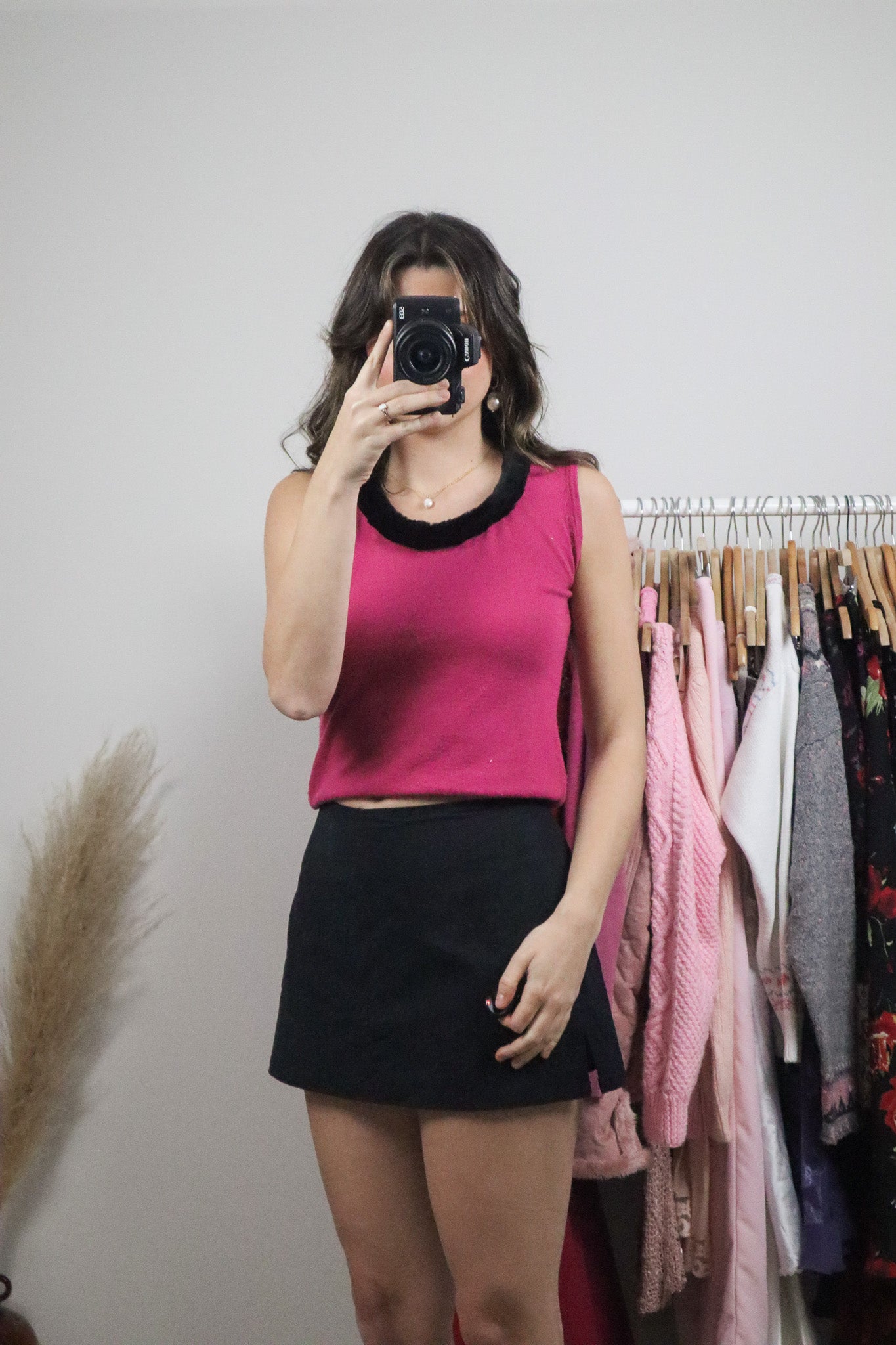 Vintage x Faux Fur Trim Tank (S)
