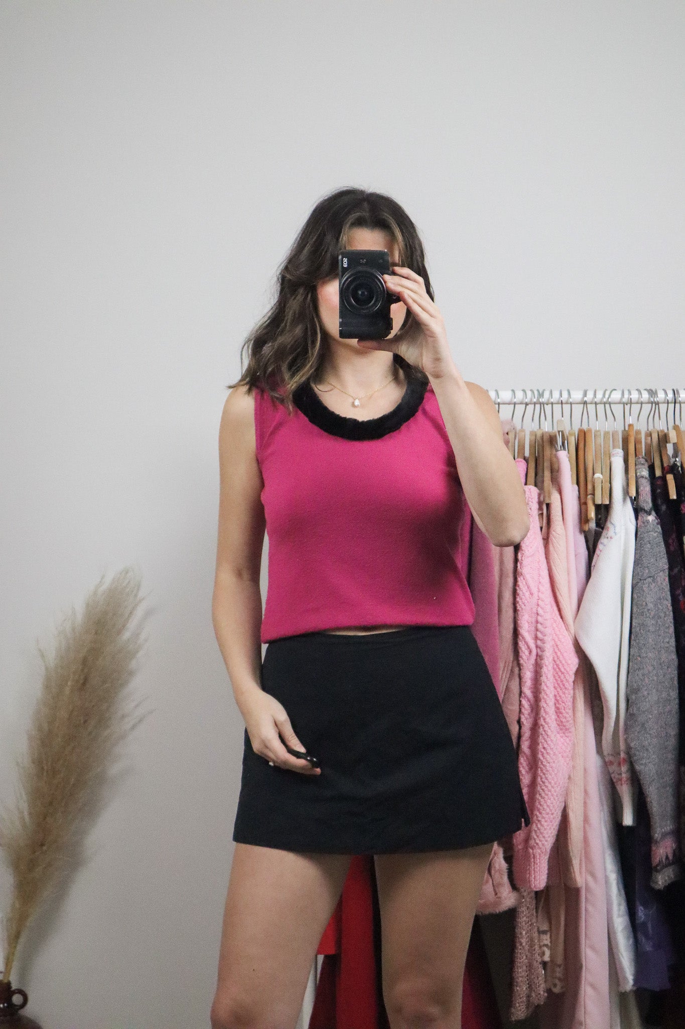 Vintage x Faux Fur Trim Tank (S)