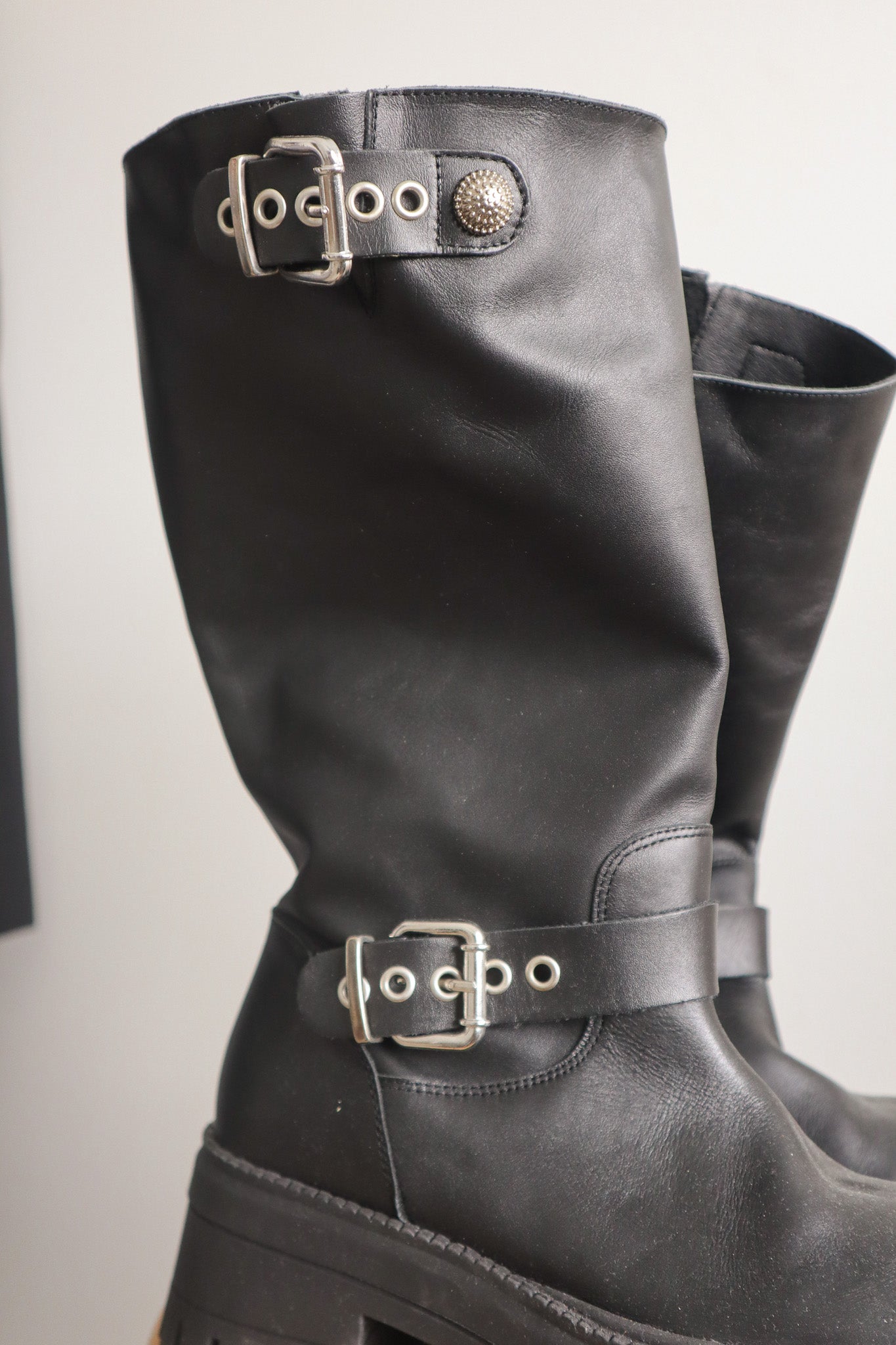 Made in Spain x Leather Lugg Moto Boots (7.5)