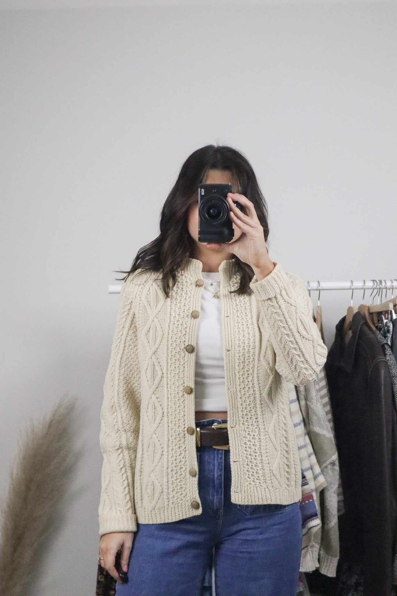 Vintage x Wool Chunky Knit Cardigan (M)