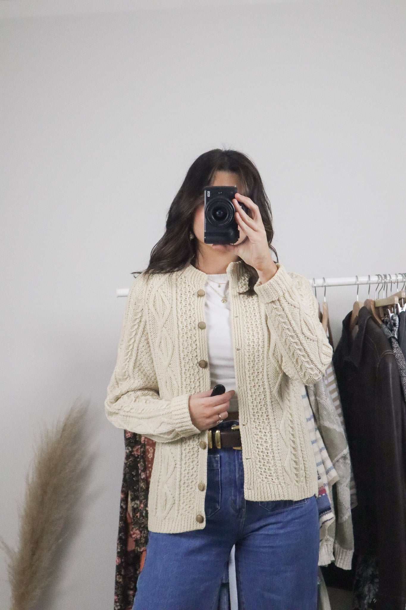 Vintage x Wool Chunky Knit Cardigan (M)