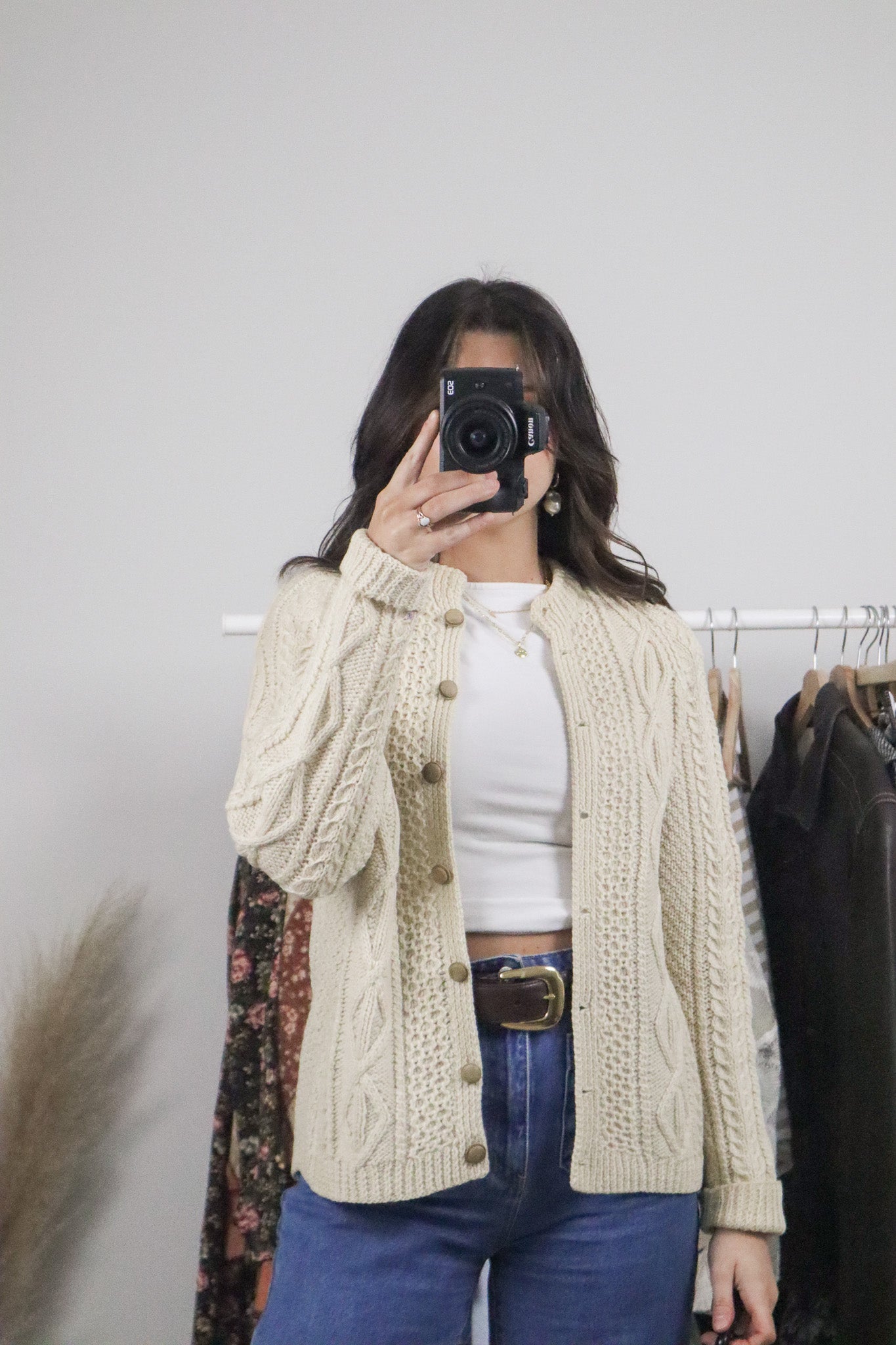 Vintage x Wool Chunky Knit Cardigan (M)