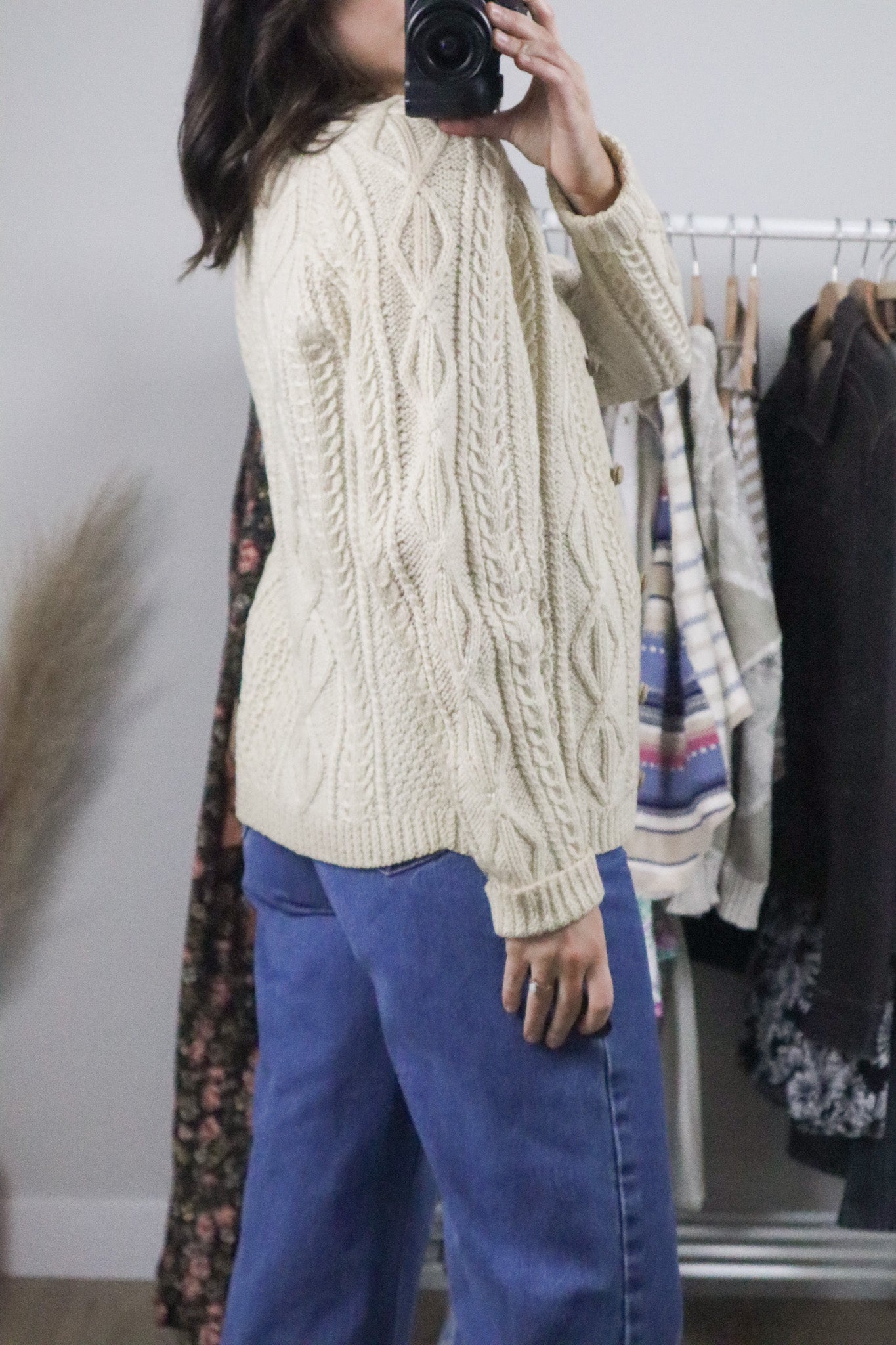 Vintage x Wool Chunky Knit Cardigan (M)