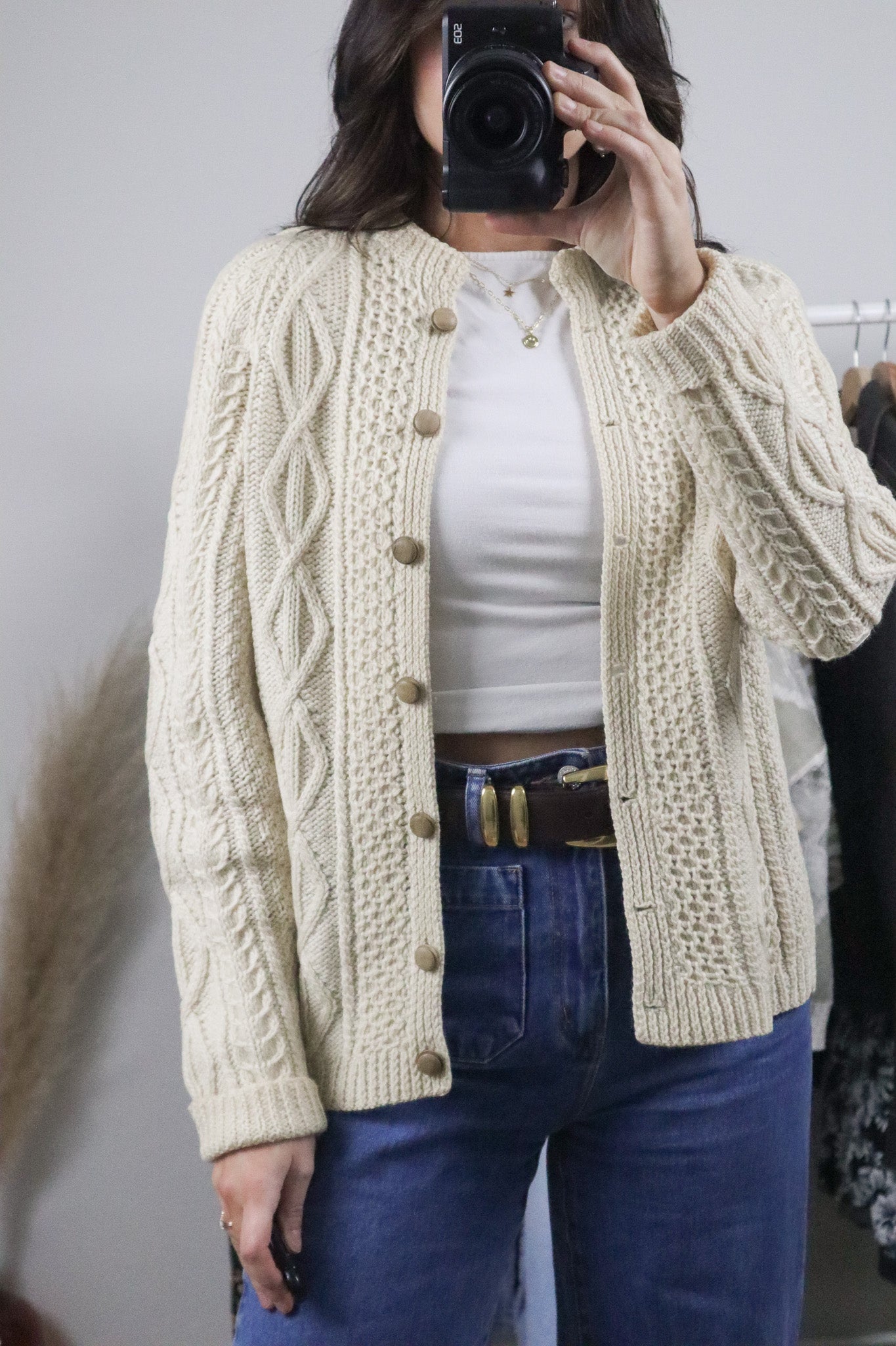 Vintage x Wool Chunky Knit Cardigan (M)
