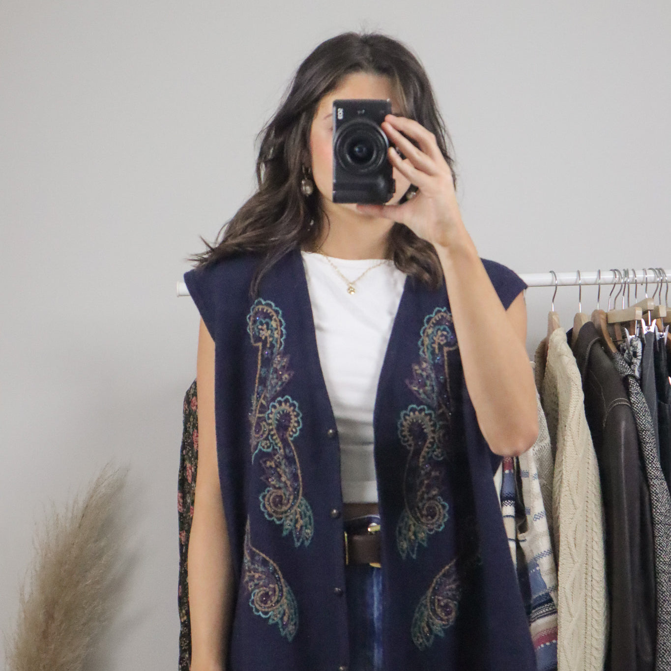Vintage x Wool Blend Embroidered/Beaded Vest (L/XL)