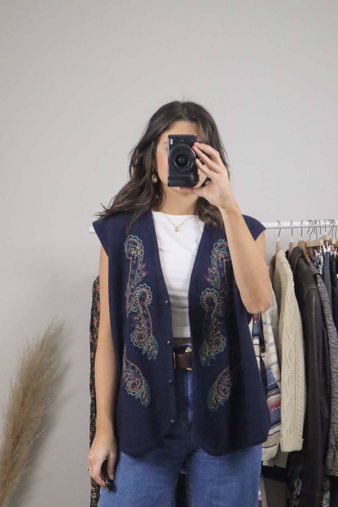 Vintage x Wool Blend Embroidered/Beaded Vest (L/XL)