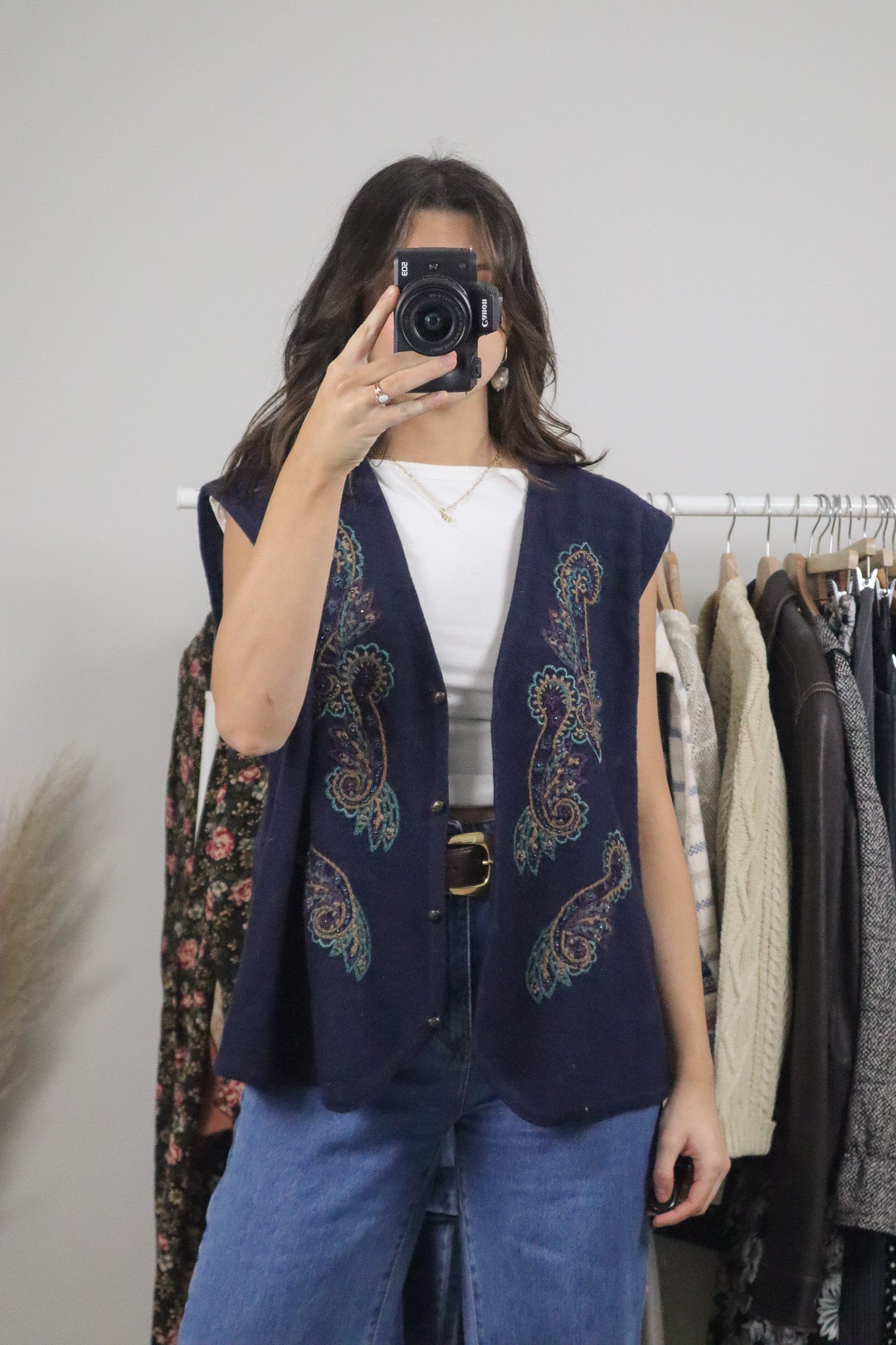 Vintage x Wool Blend Embroidered/Beaded Vest (L/XL)