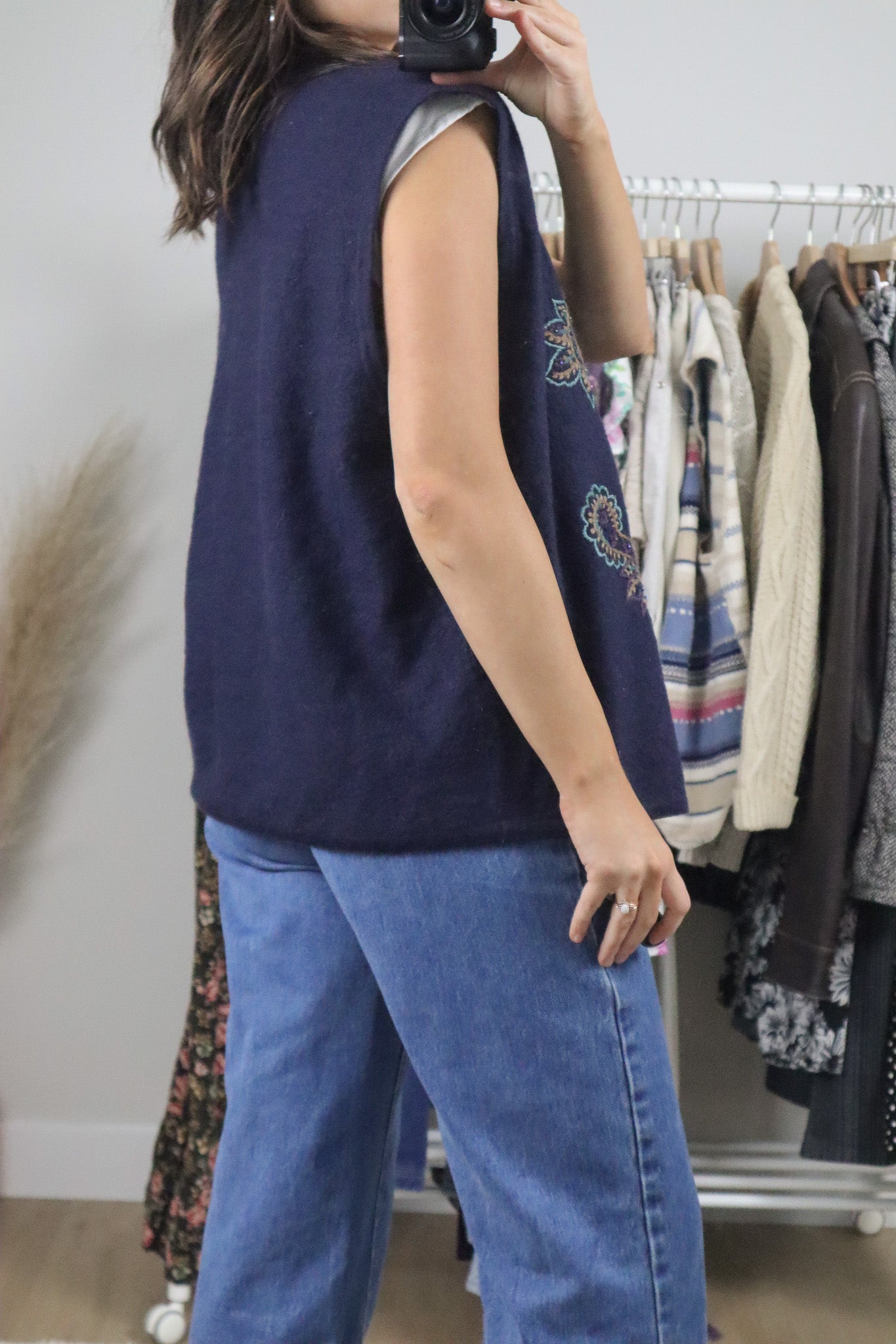 Vintage x Wool Blend Embroidered/Beaded Vest (L/XL)