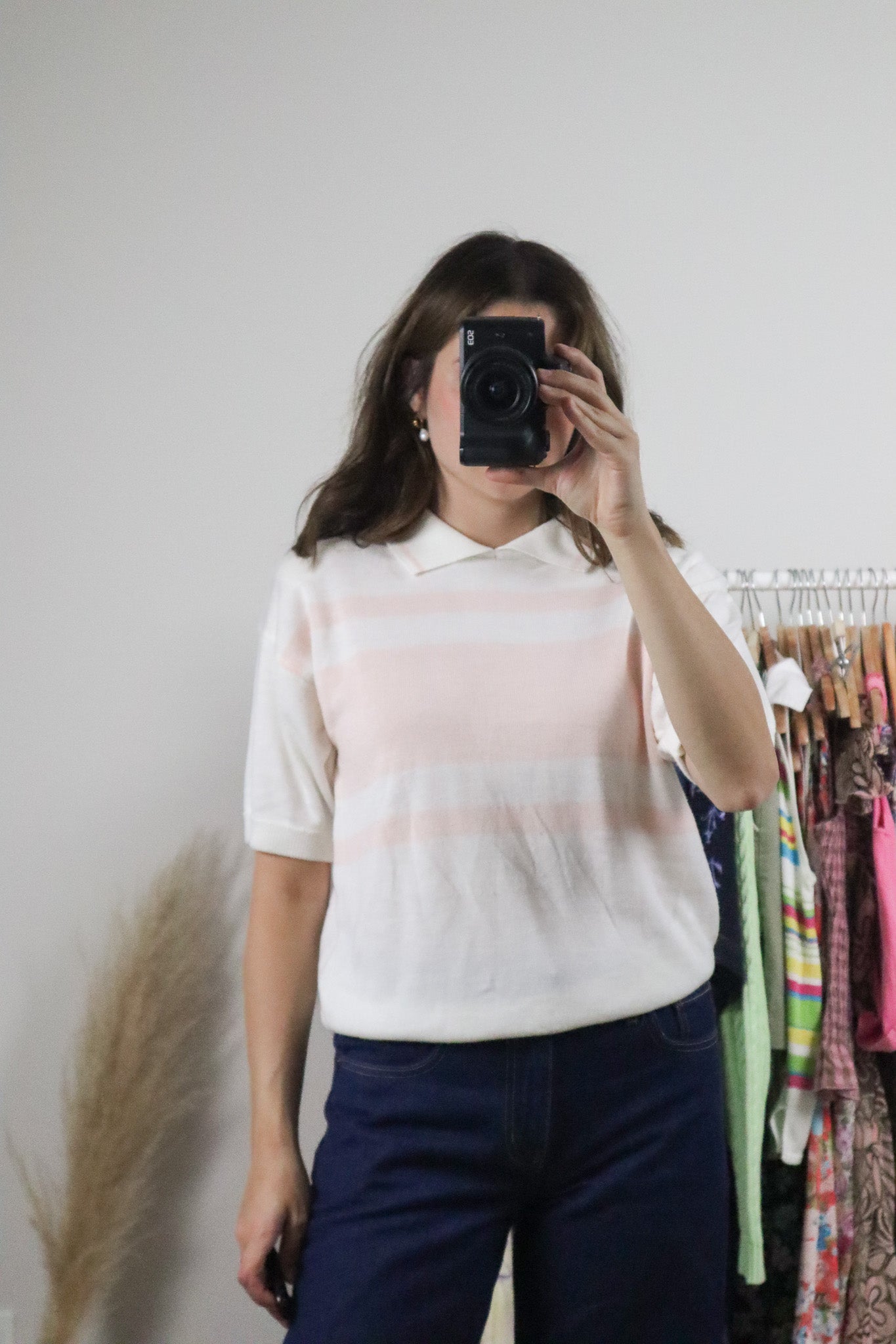 Vintage x Collared Striped Top (M)
