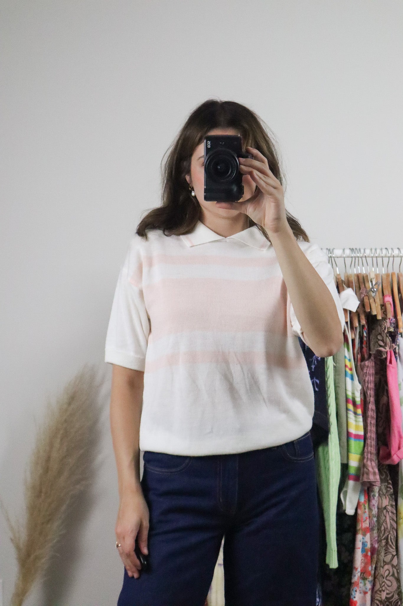 Vintage x Collared Striped Top (M)